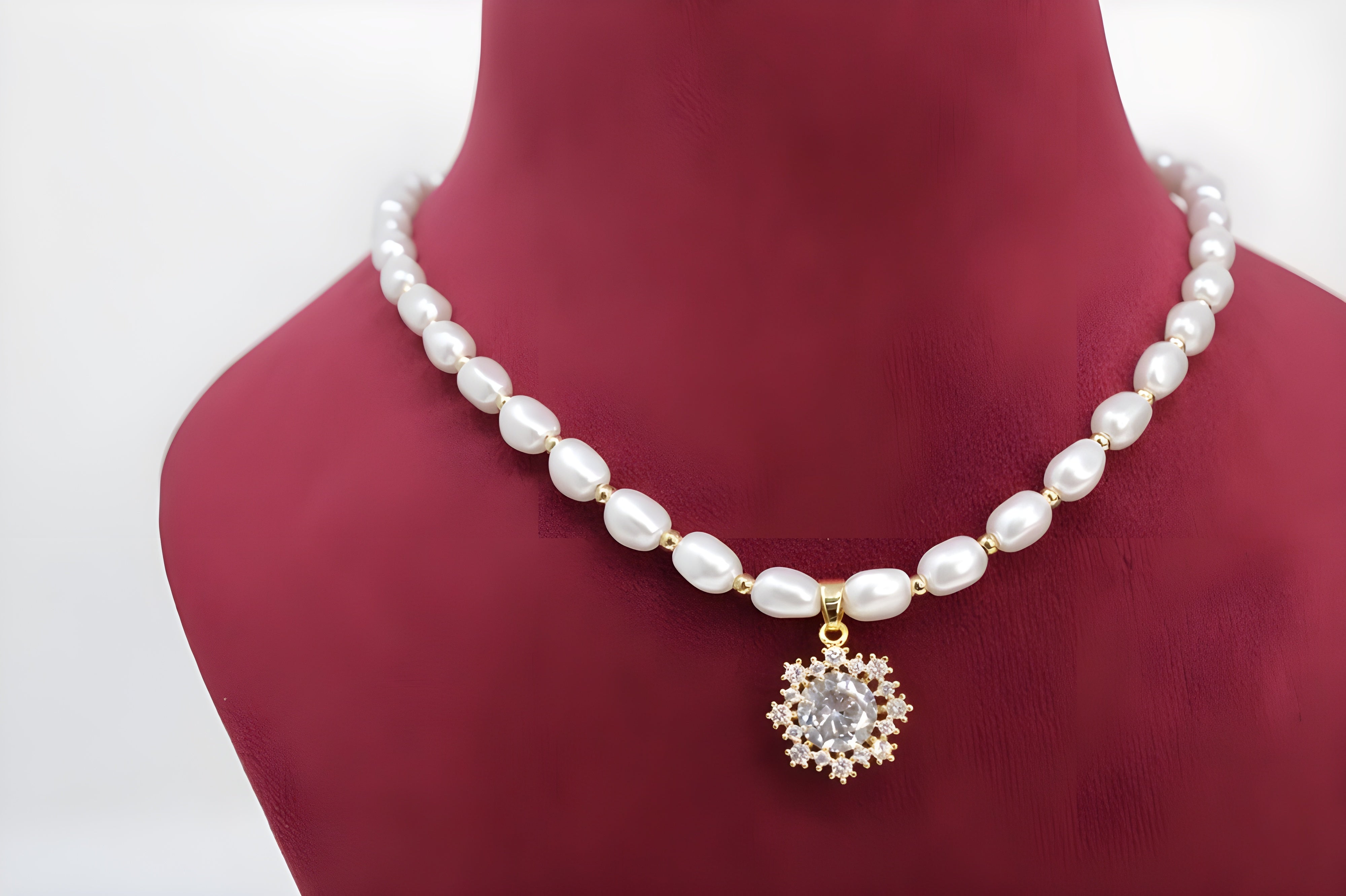 Golden Blossom Pearl Pendant Set