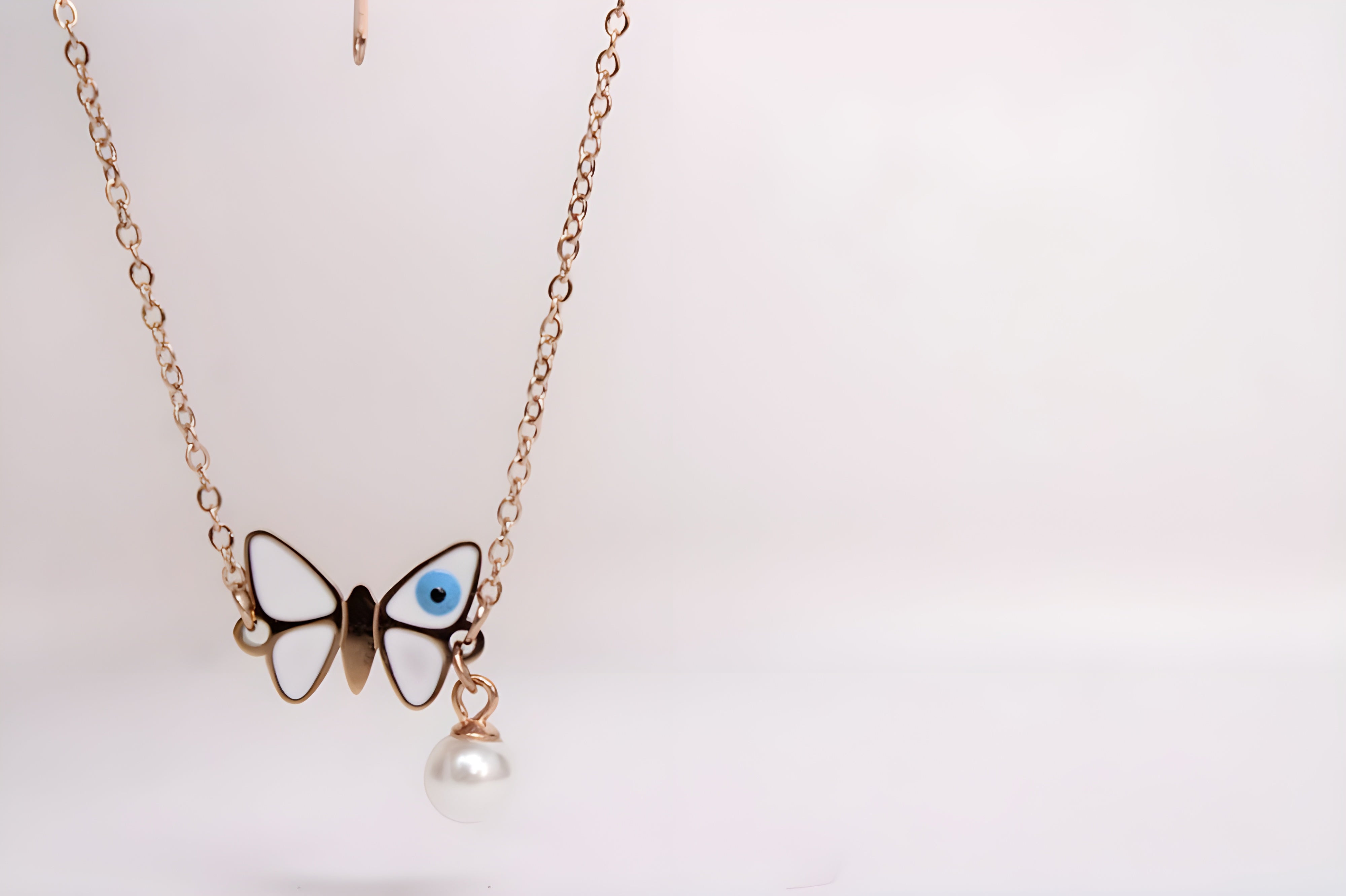 Golden Butterfly Pearl Pendant Set