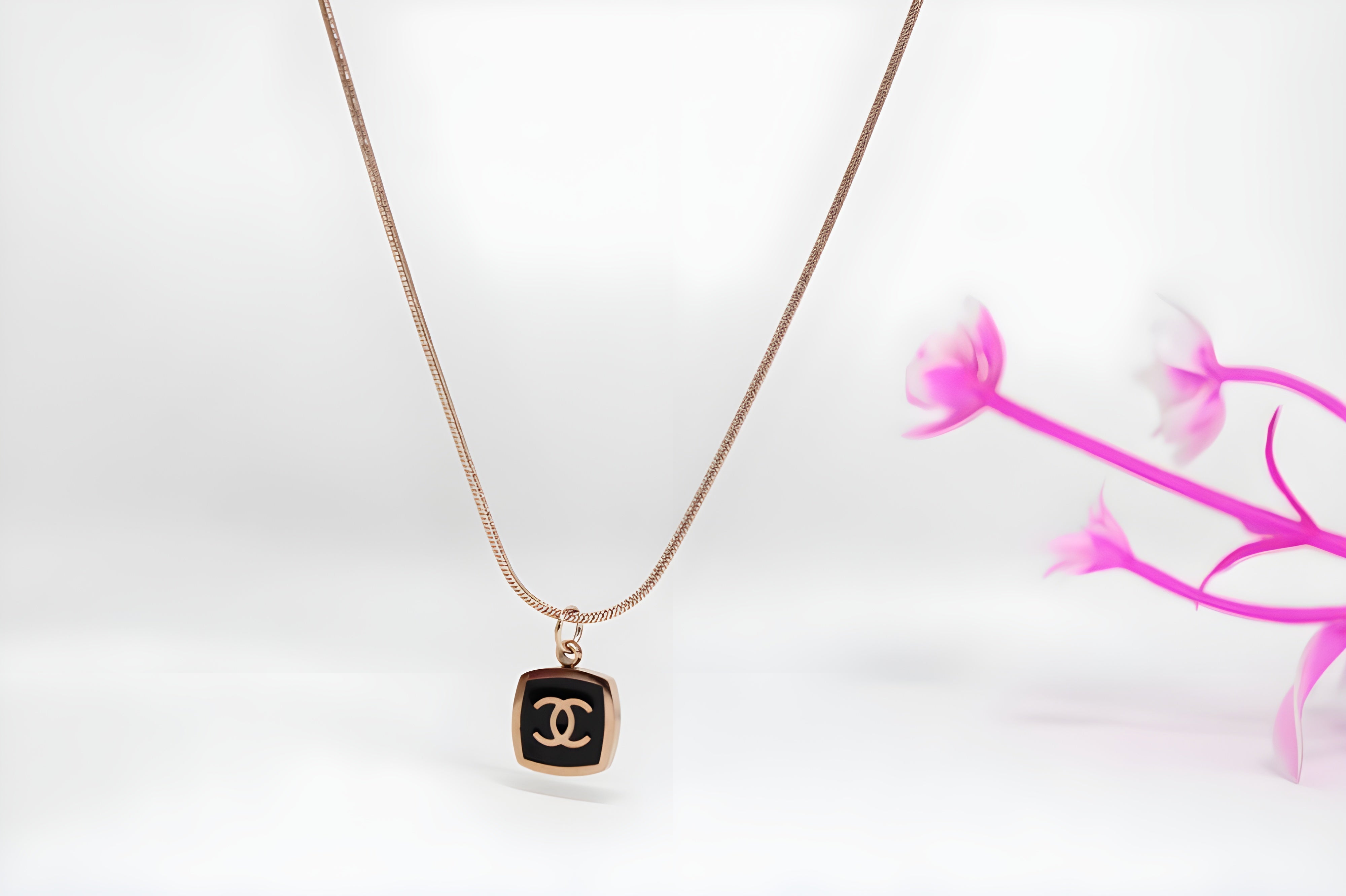 Golden Dual C Charm Pendant Set