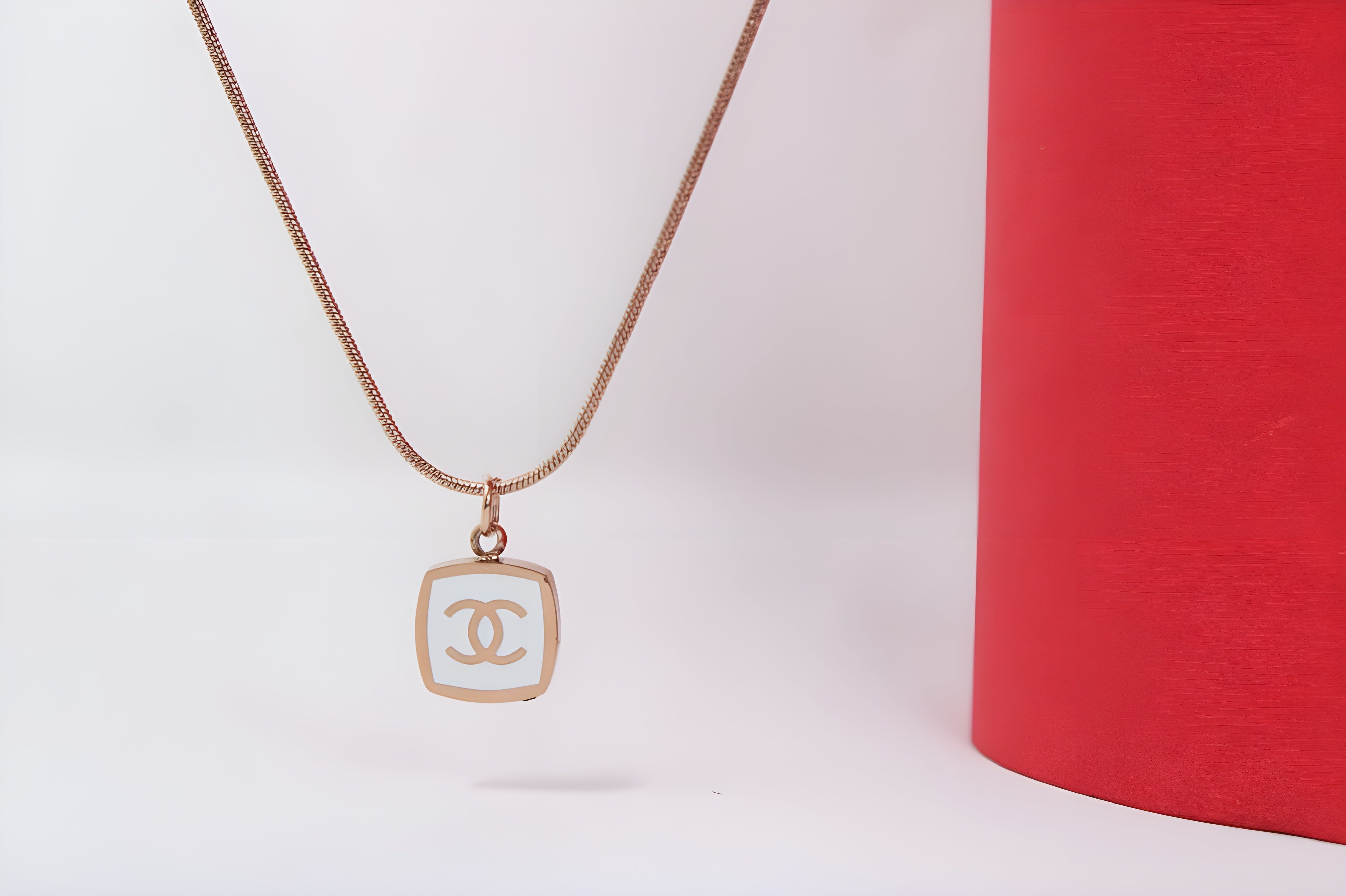 Golden Dual C Charm Pendant Set