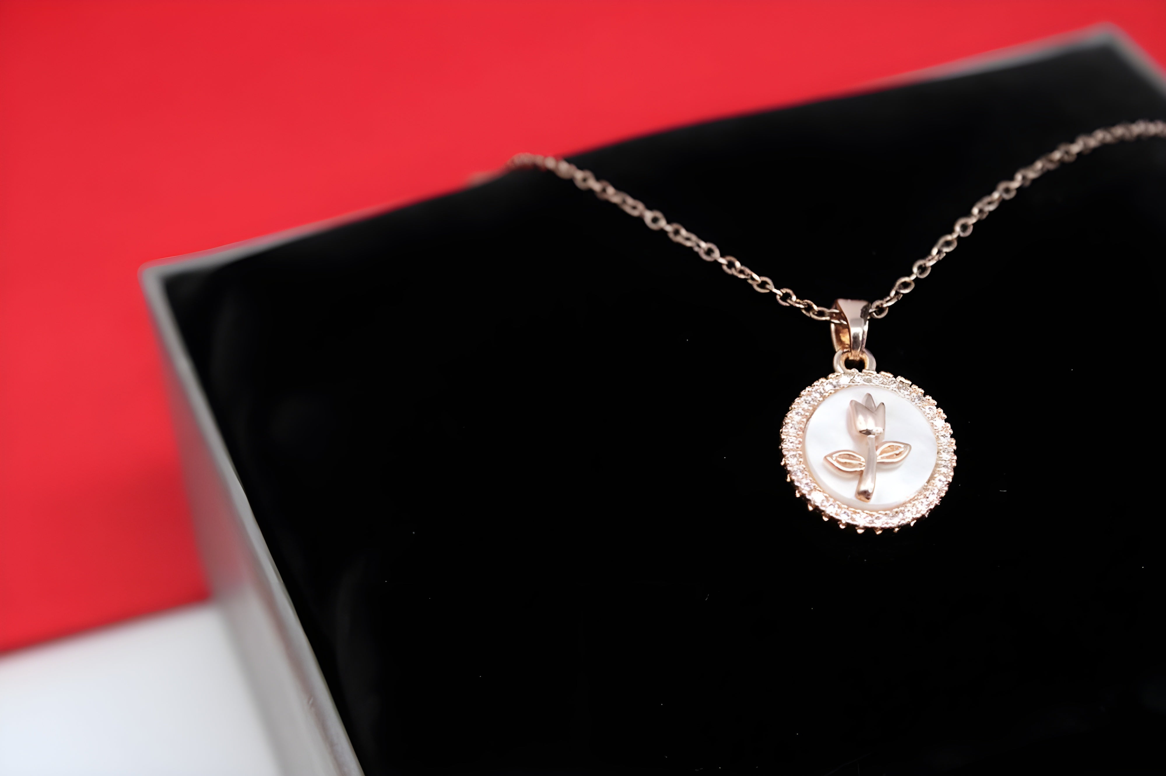 Rose Gold Blossom Crystal Pendant Set