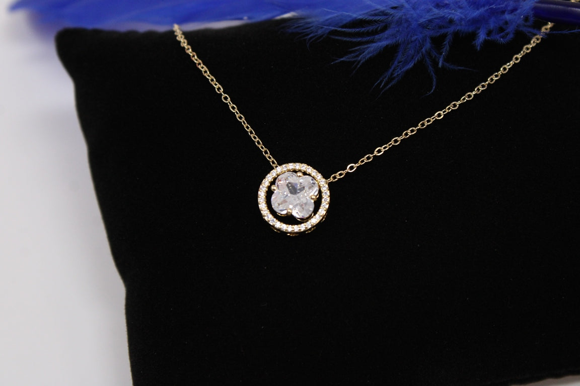 Golden Radiance Crystal Pendant Set