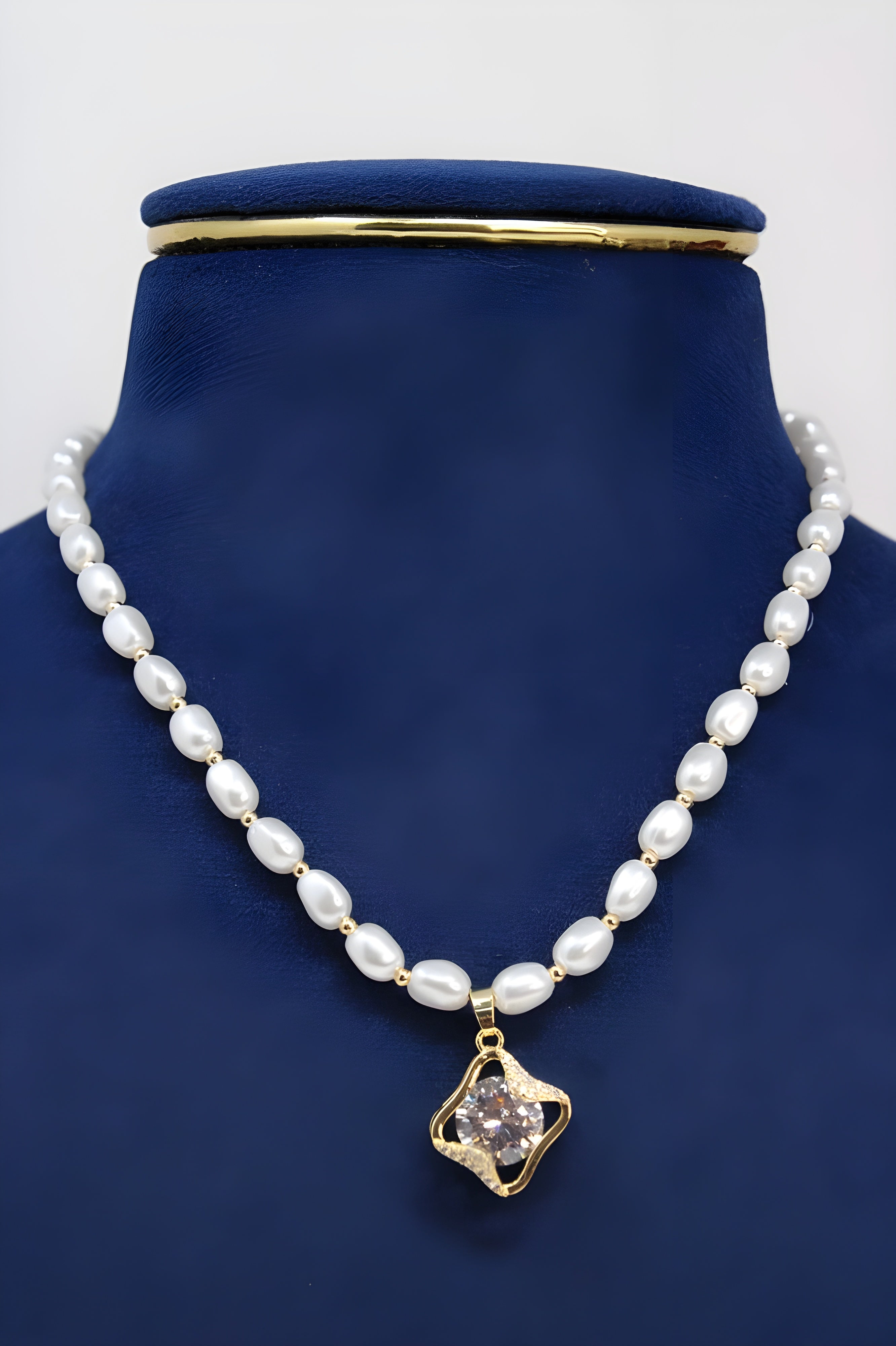 Golden Pearl Crystal Elegance Pendant Set