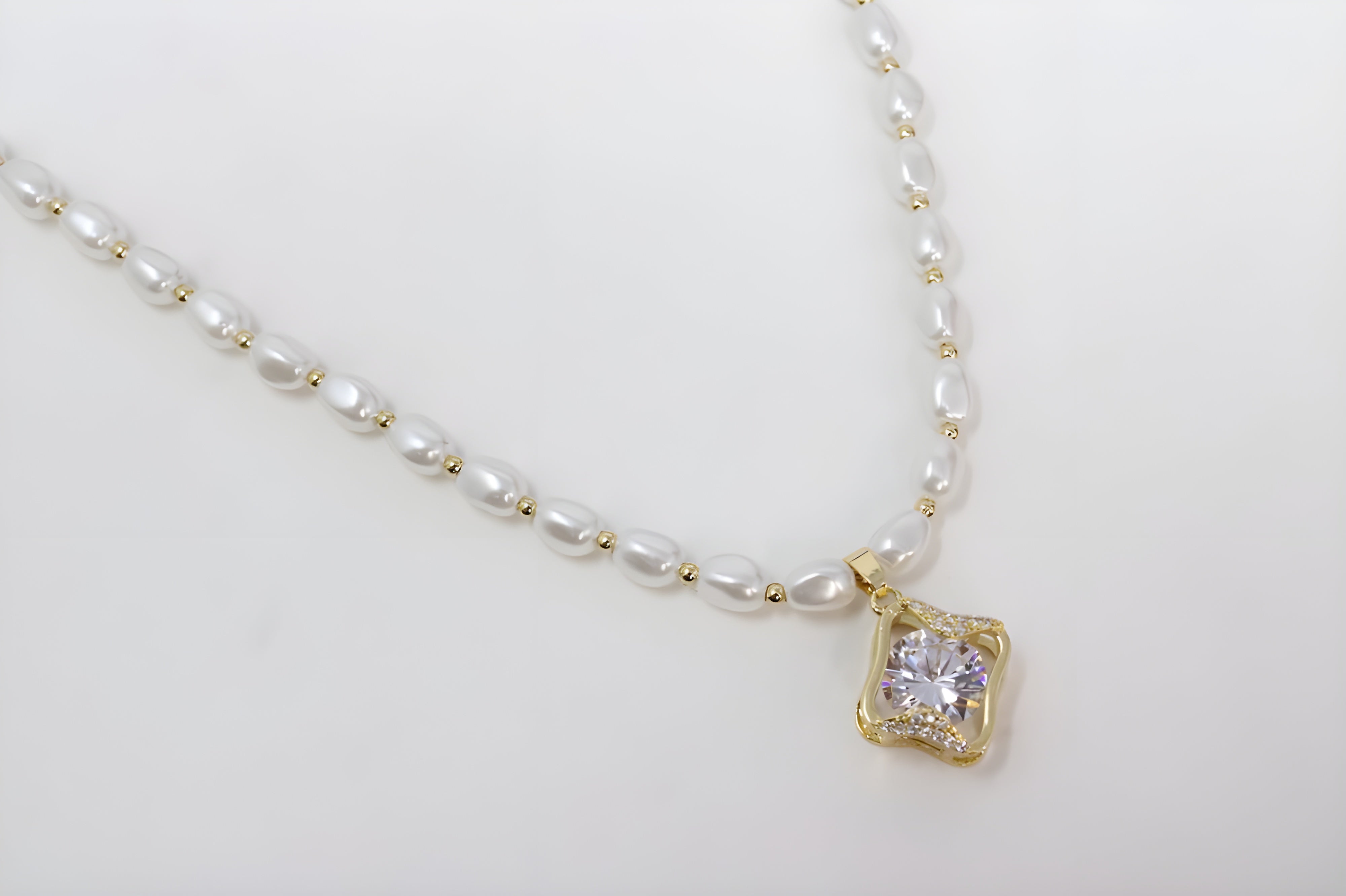 Golden Pearl Crystal Elegance Pendant Set