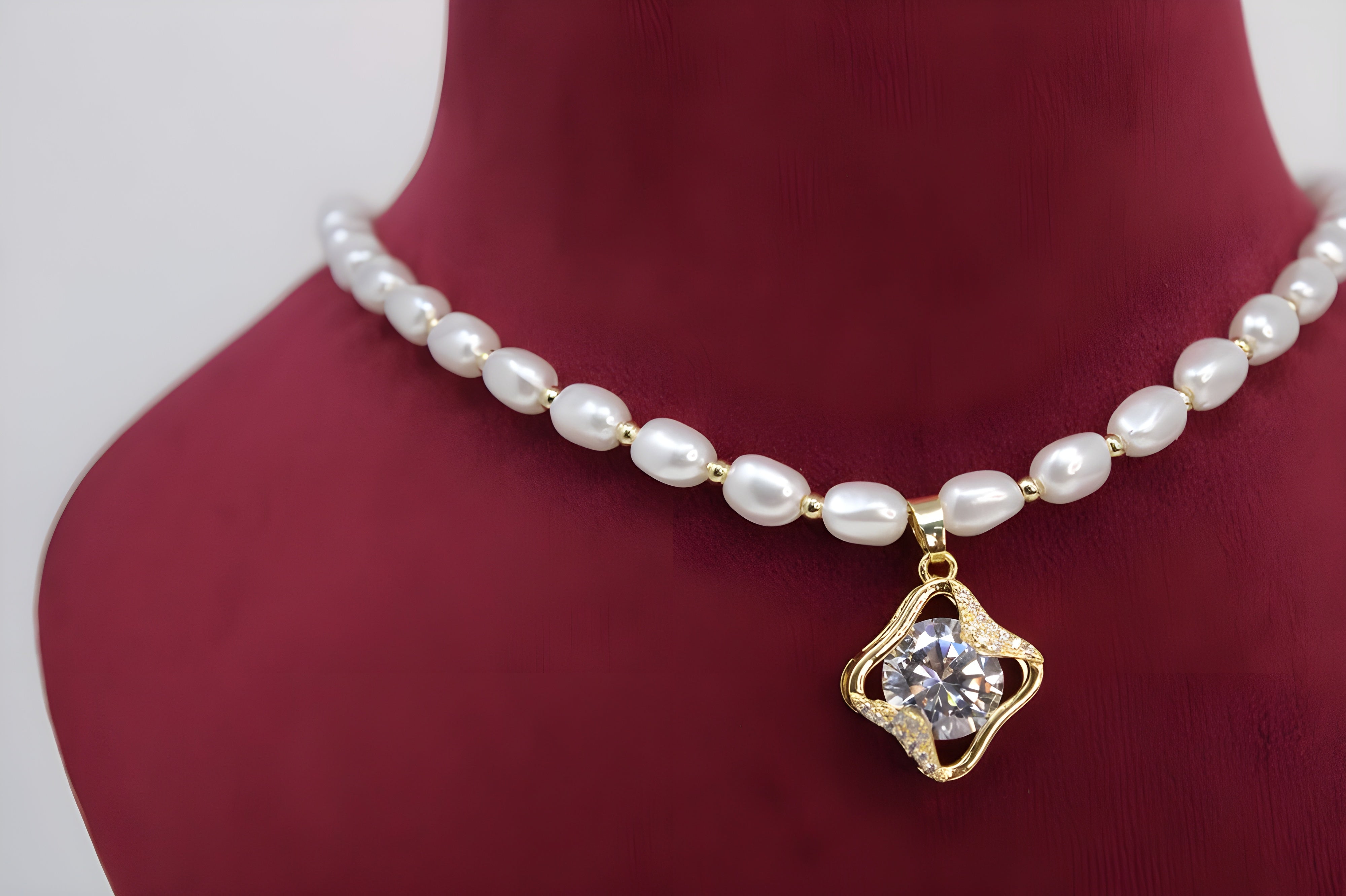 Golden Pearl Crystal Elegance Pendant Set