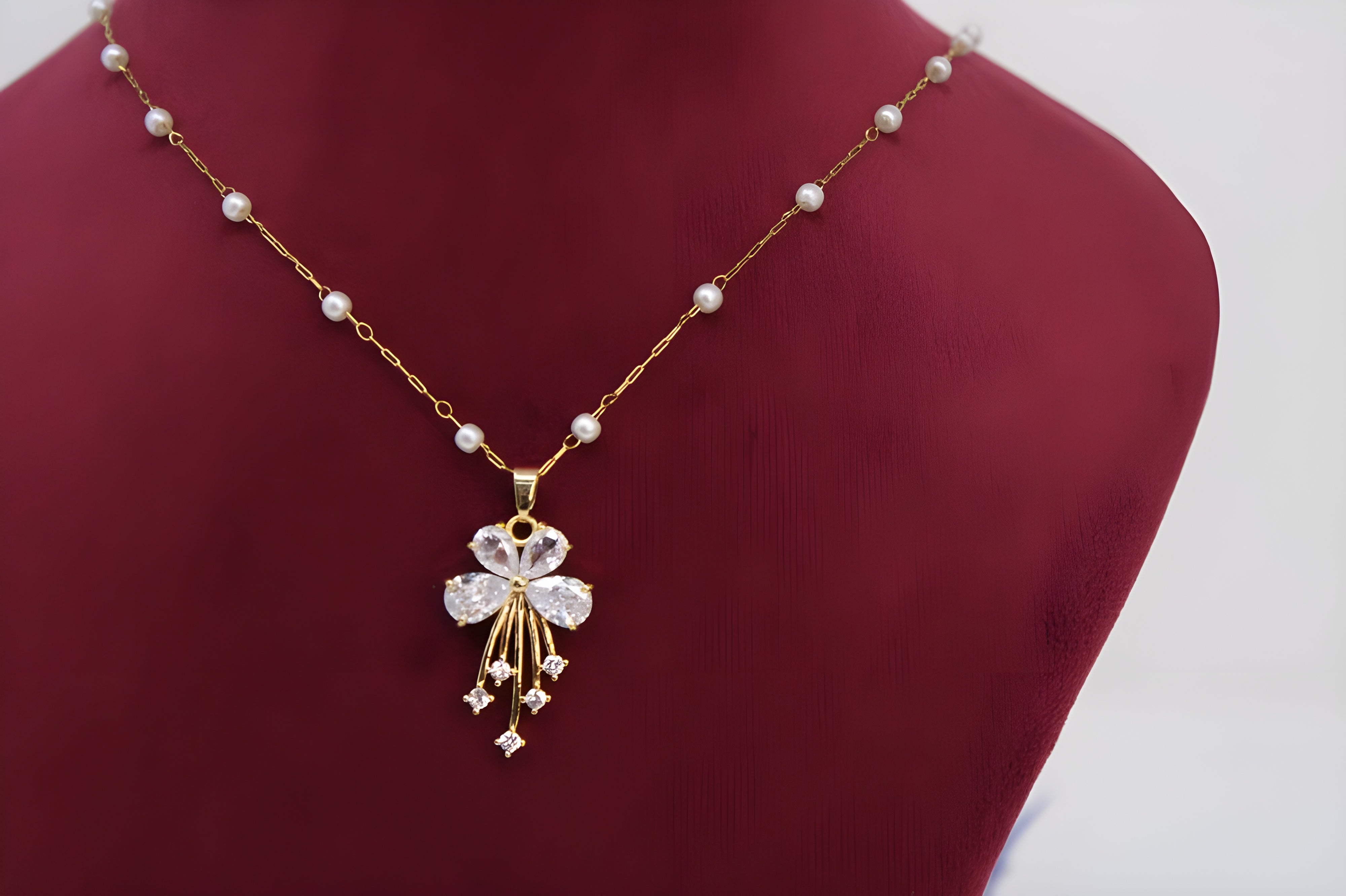 Golden Blossom Crystal Pendant Set