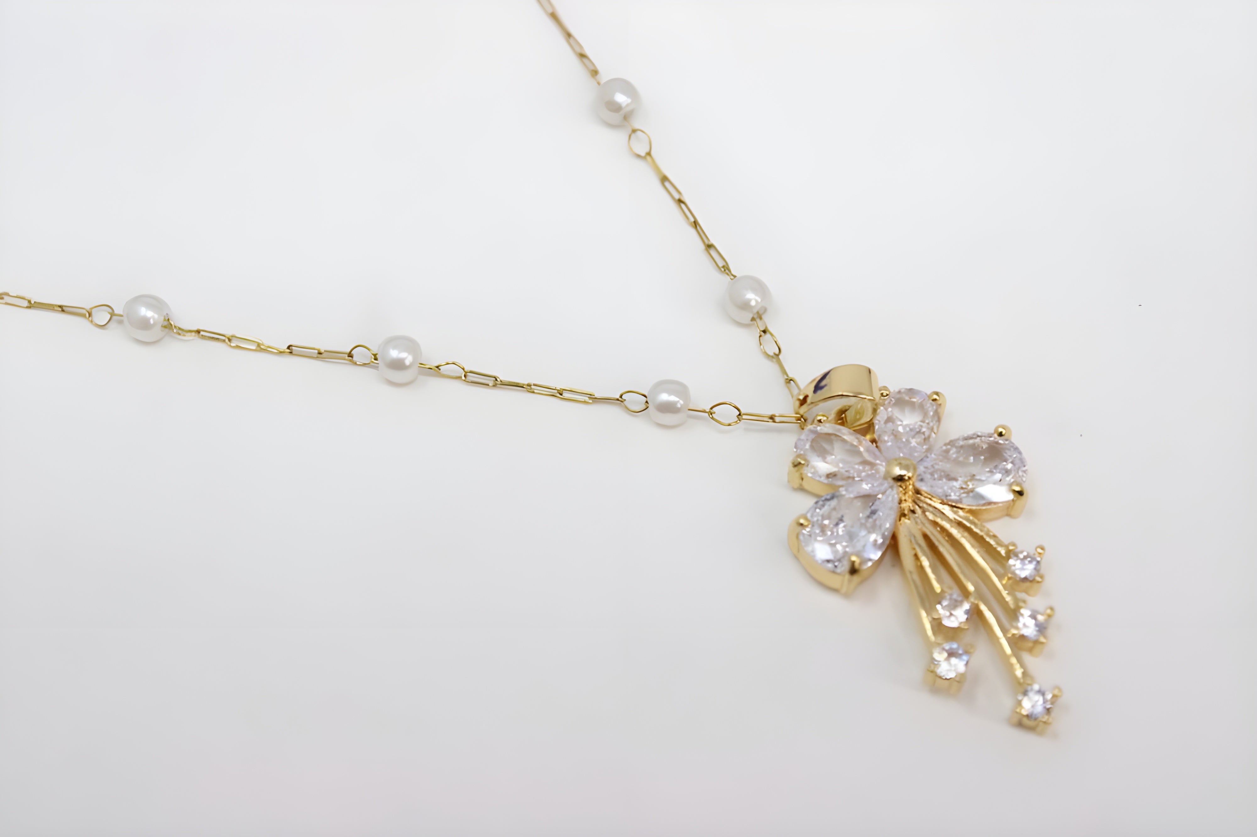 Golden Blossom Crystal Pendant Set