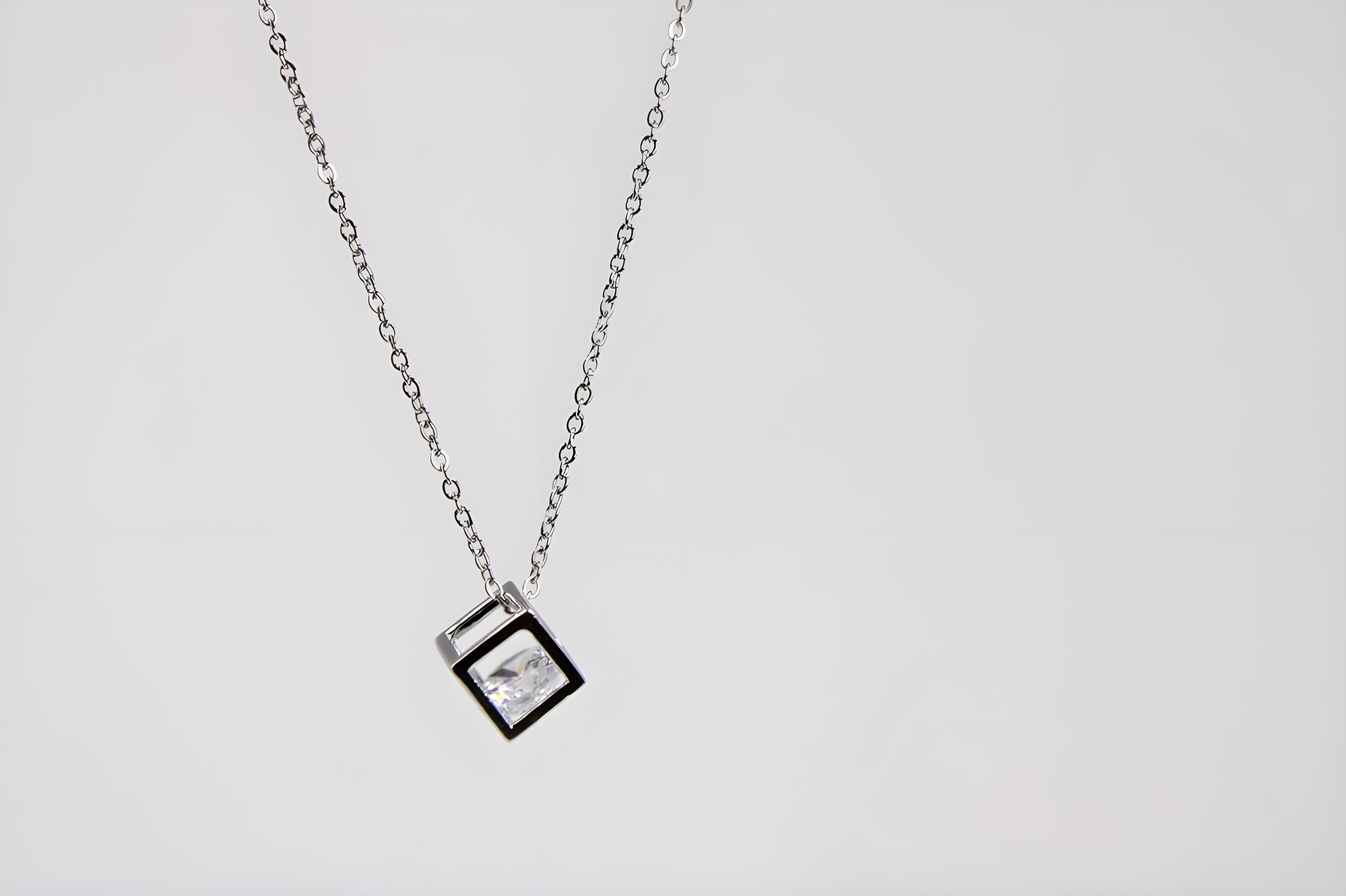 Silver Elegance Cube Pendant Set