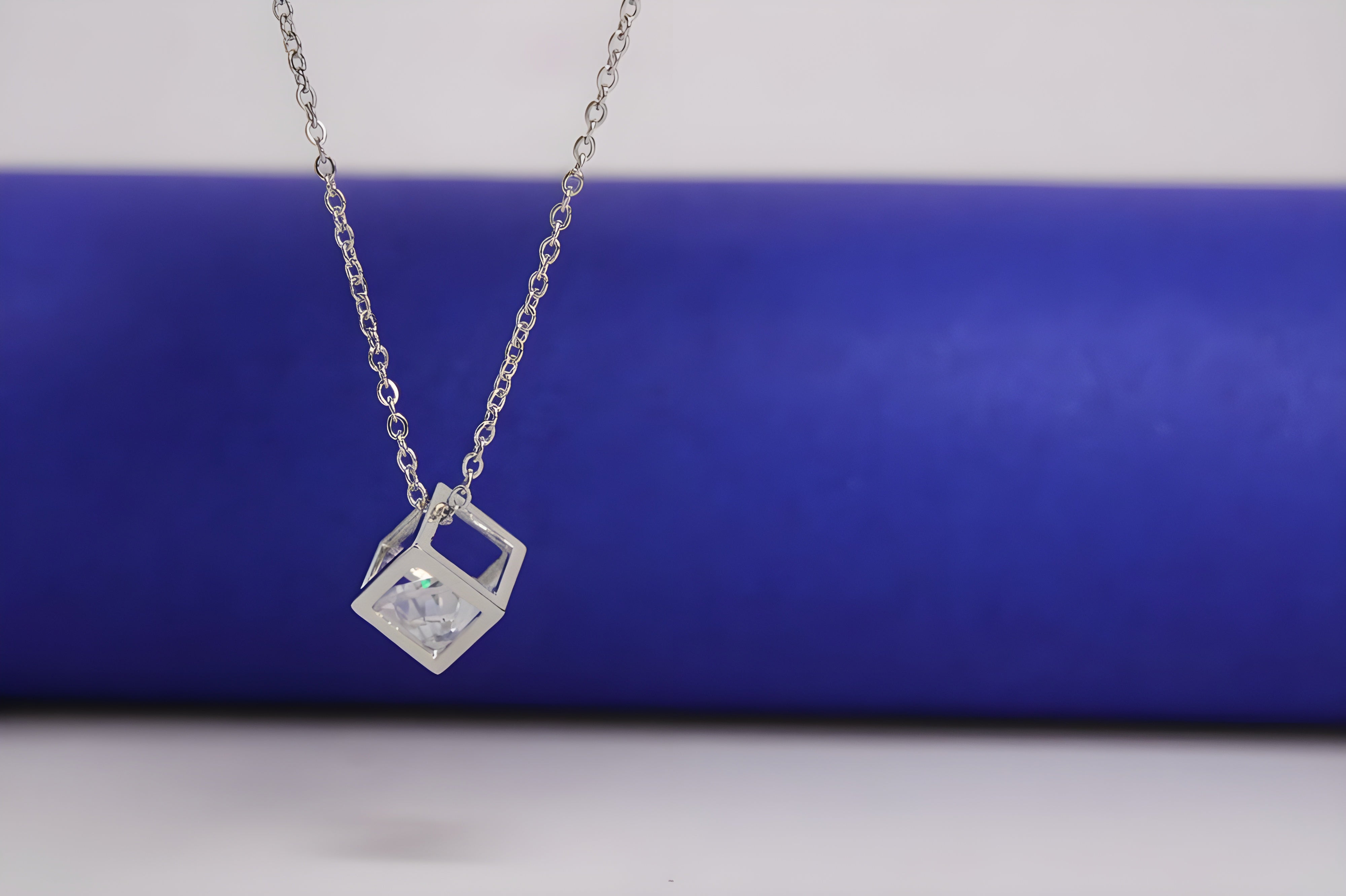 Silver Elegance Cube Pendant Set