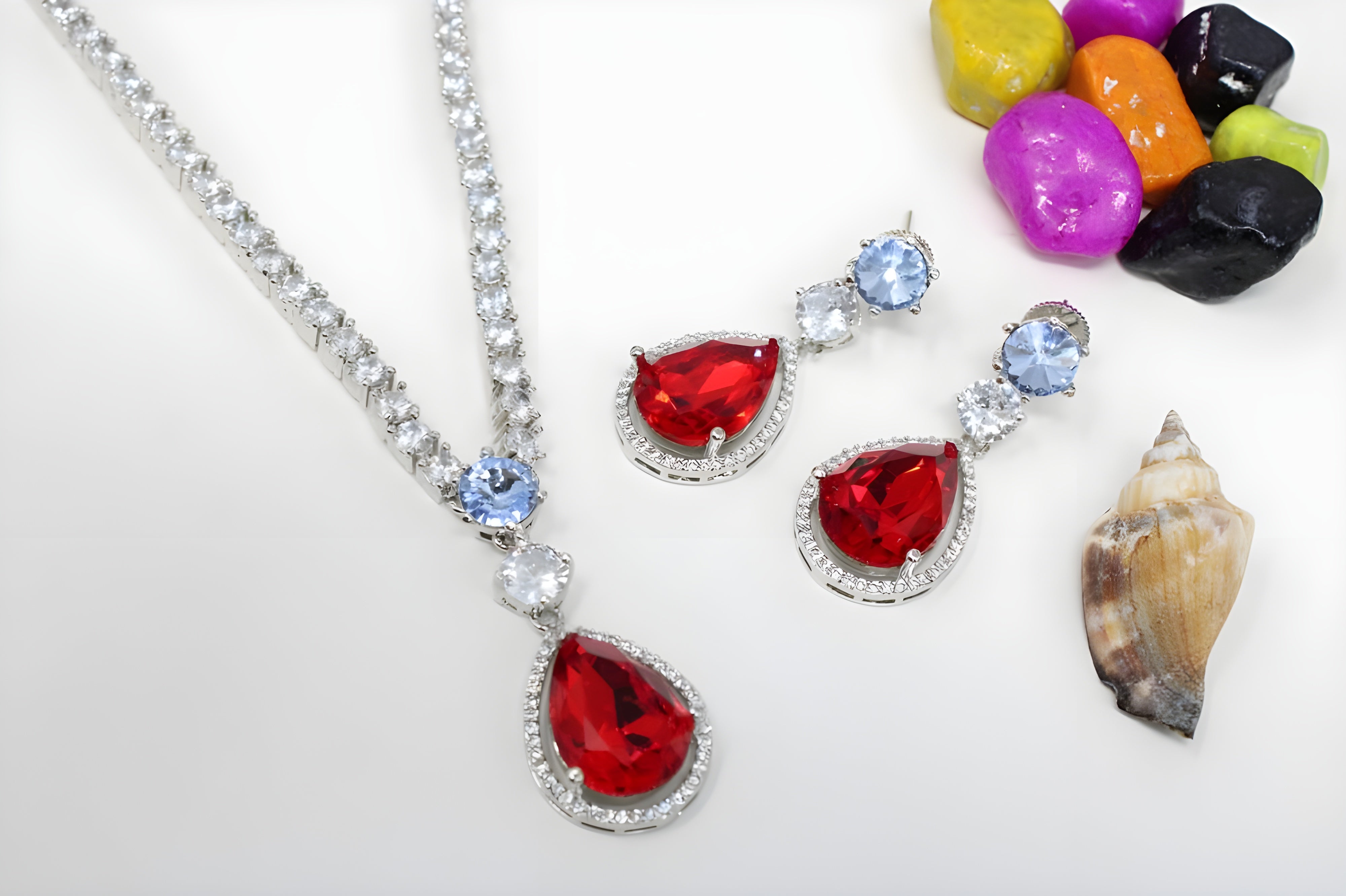 Radiant Drop Crystal Necklace Set