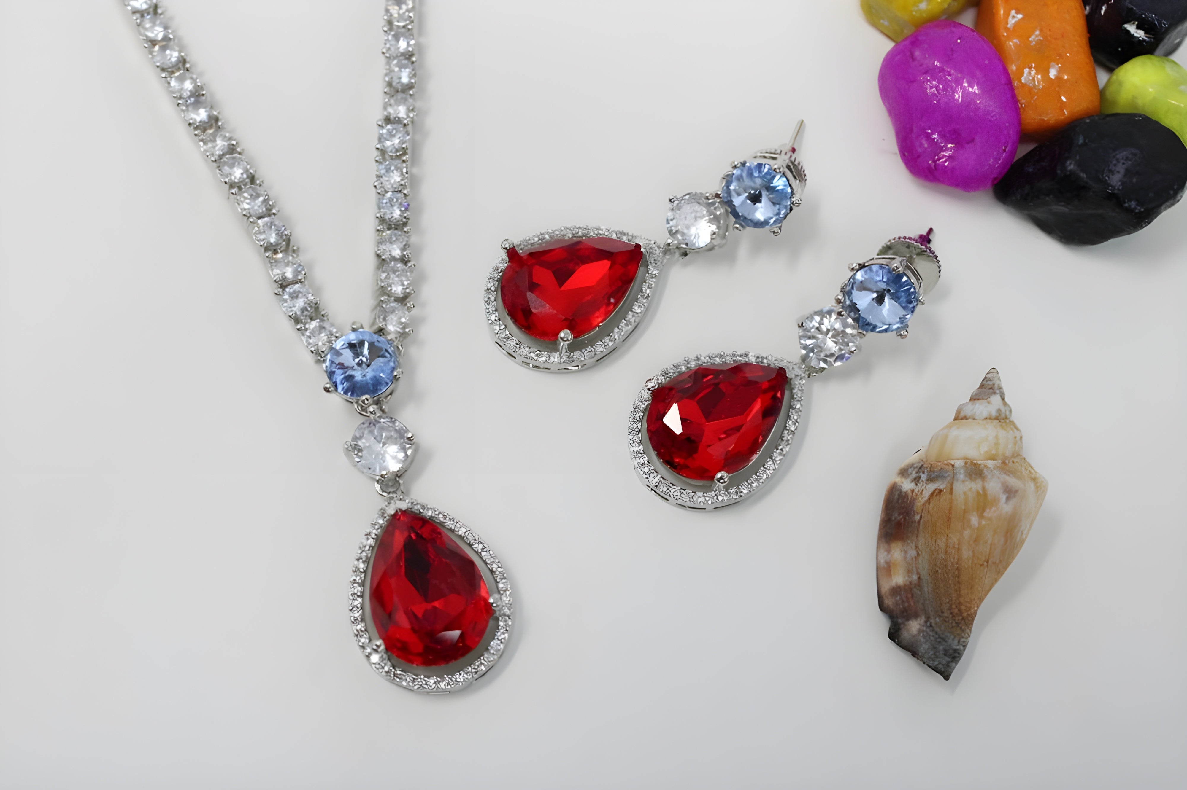 Radiant Drop Crystal Necklace Set