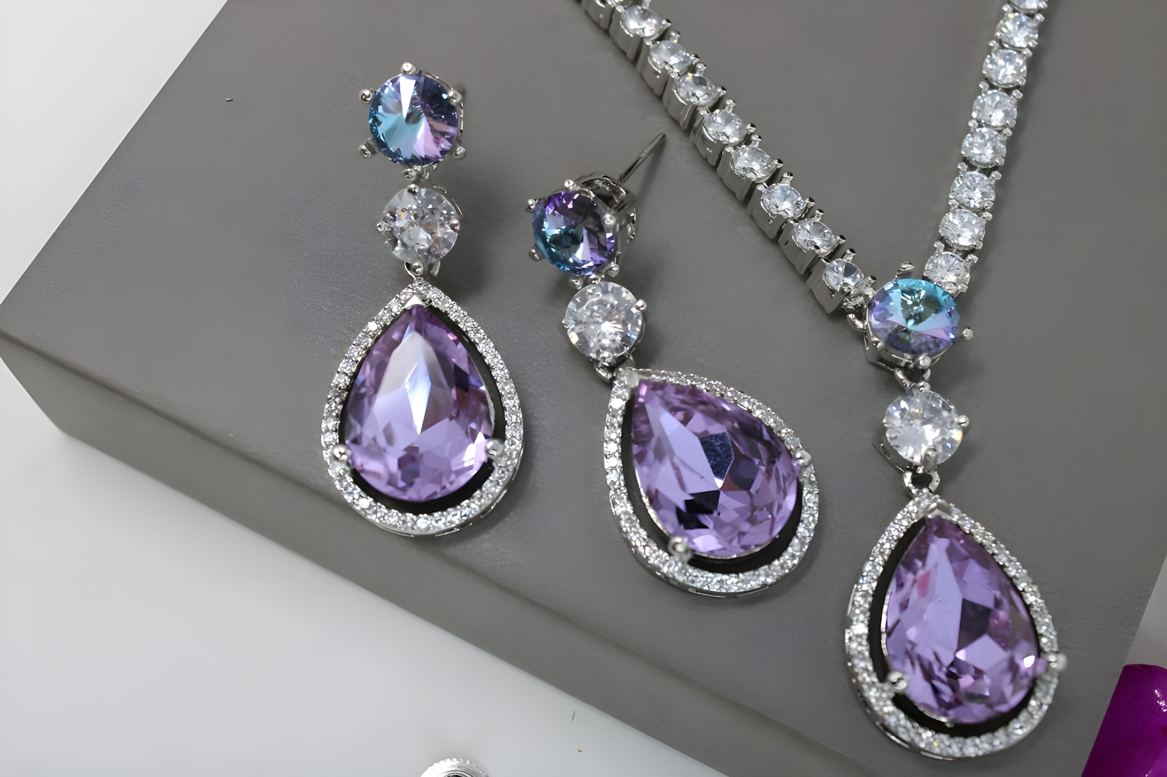 Radiant Drop Crystal Necklace Set