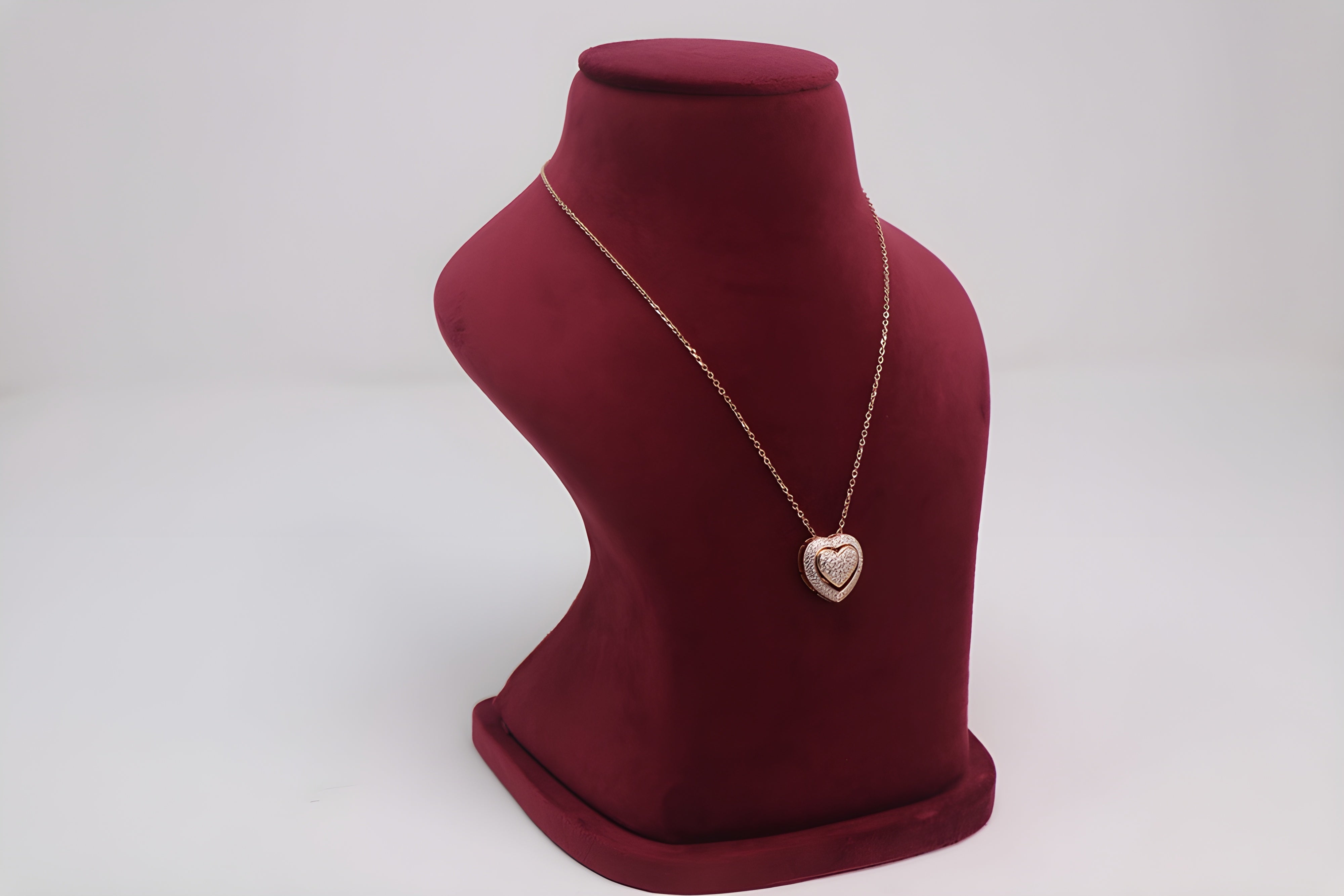 Sterling Silver with Copper-Gold Color Dual Heart Pendant