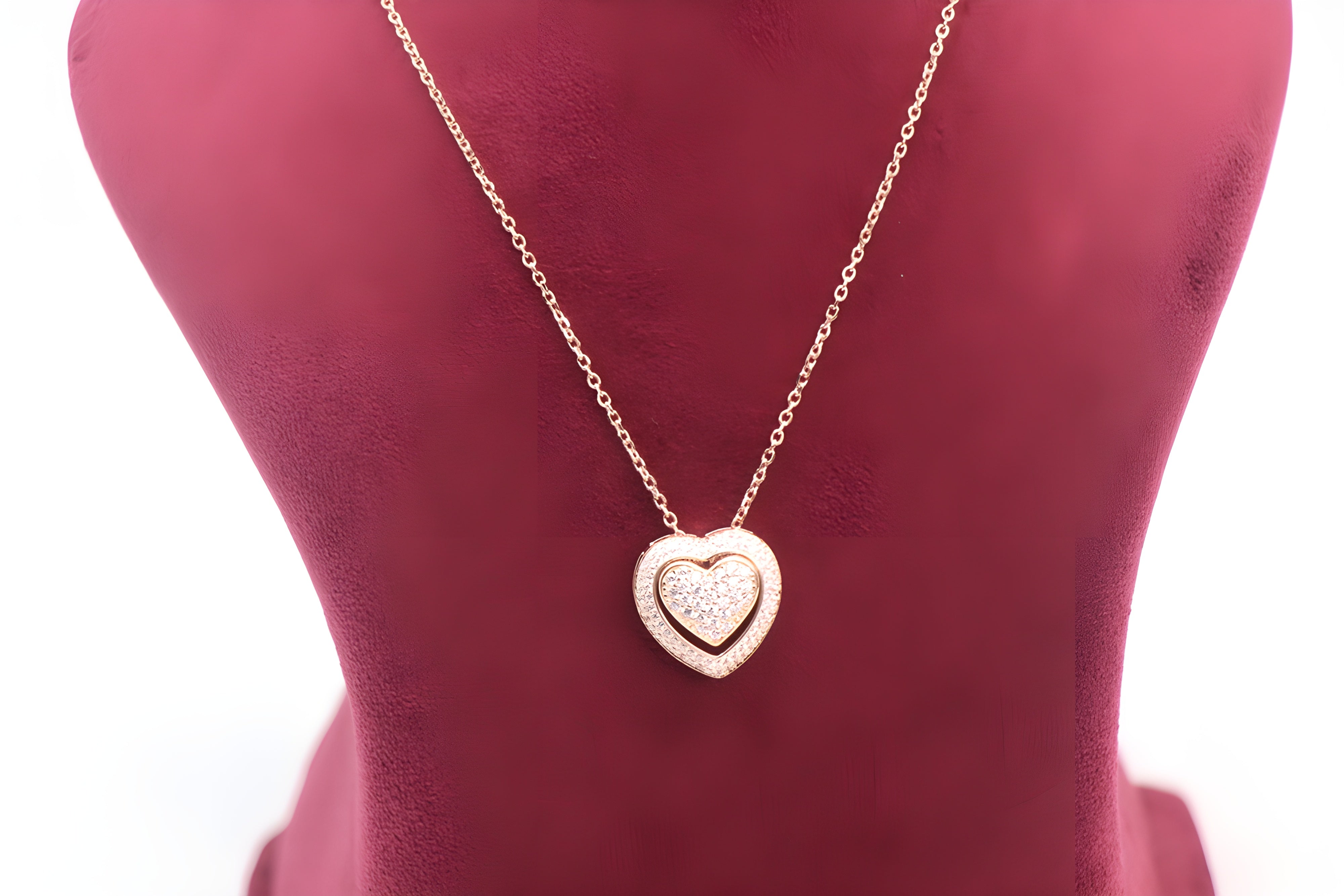Sterling Silver with Copper-Gold Color Dual Heart Pendant