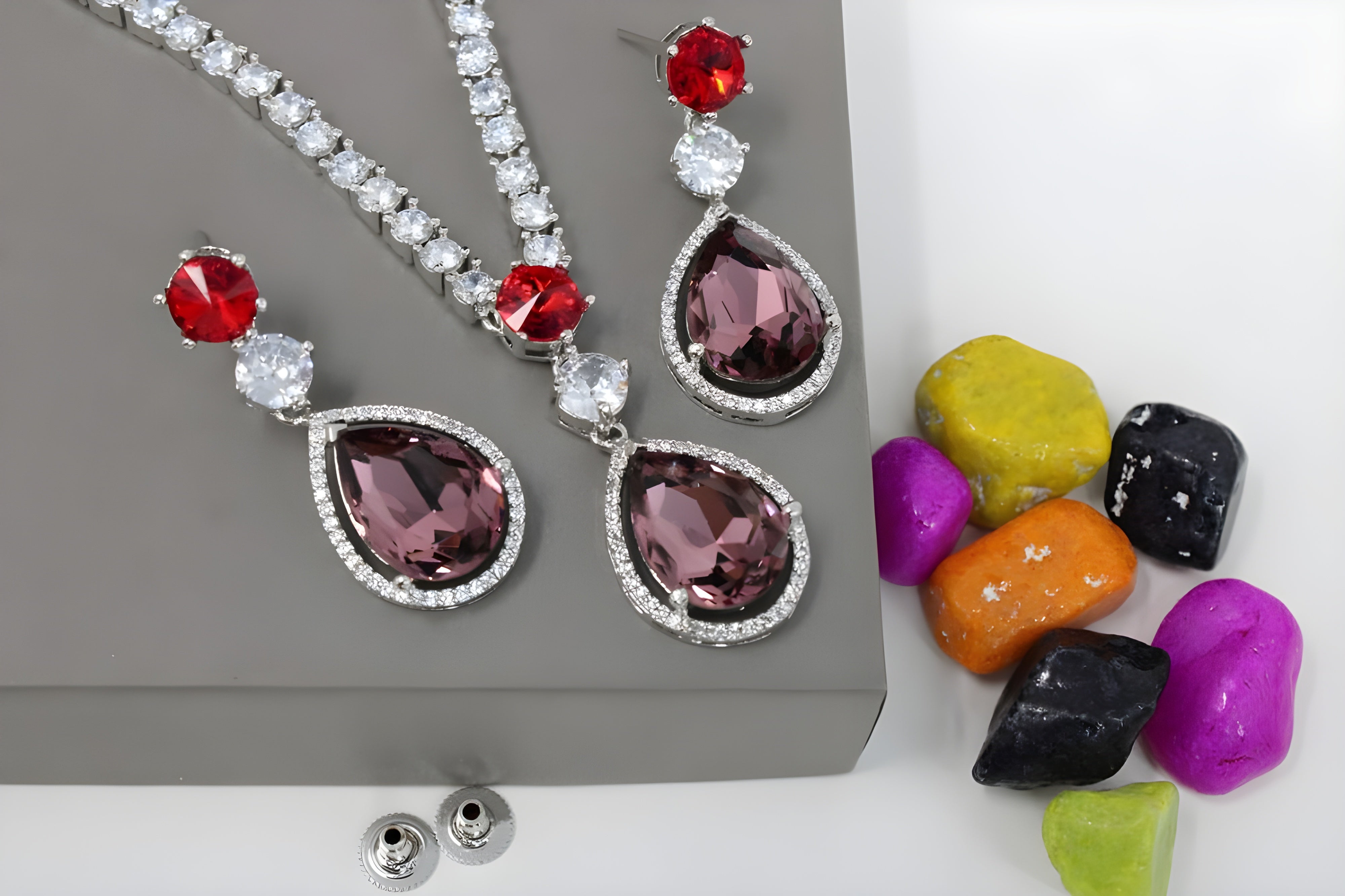 Radiant Drop Crystal Necklace Set