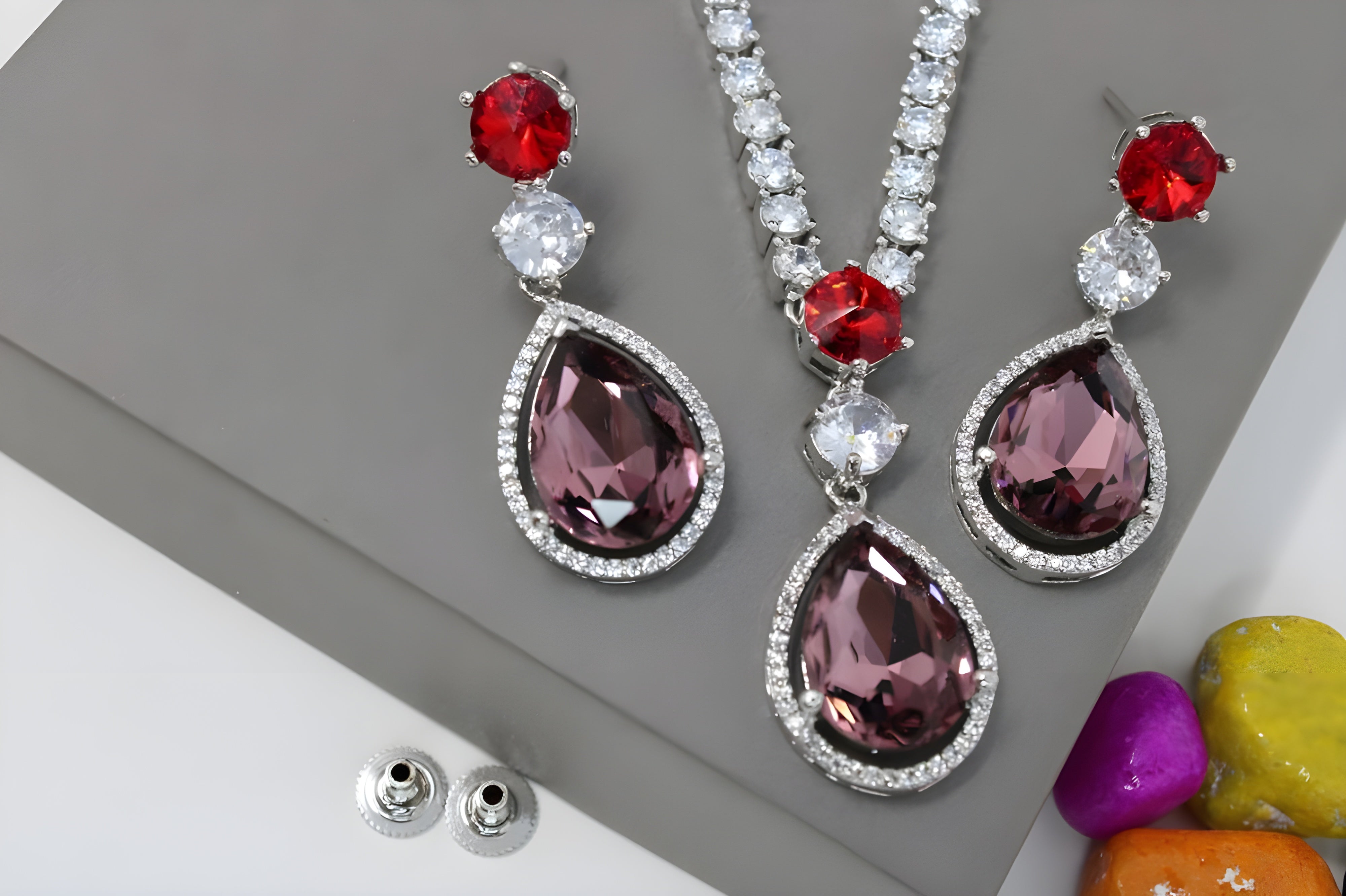 Radiant Drop Crystal Necklace Set