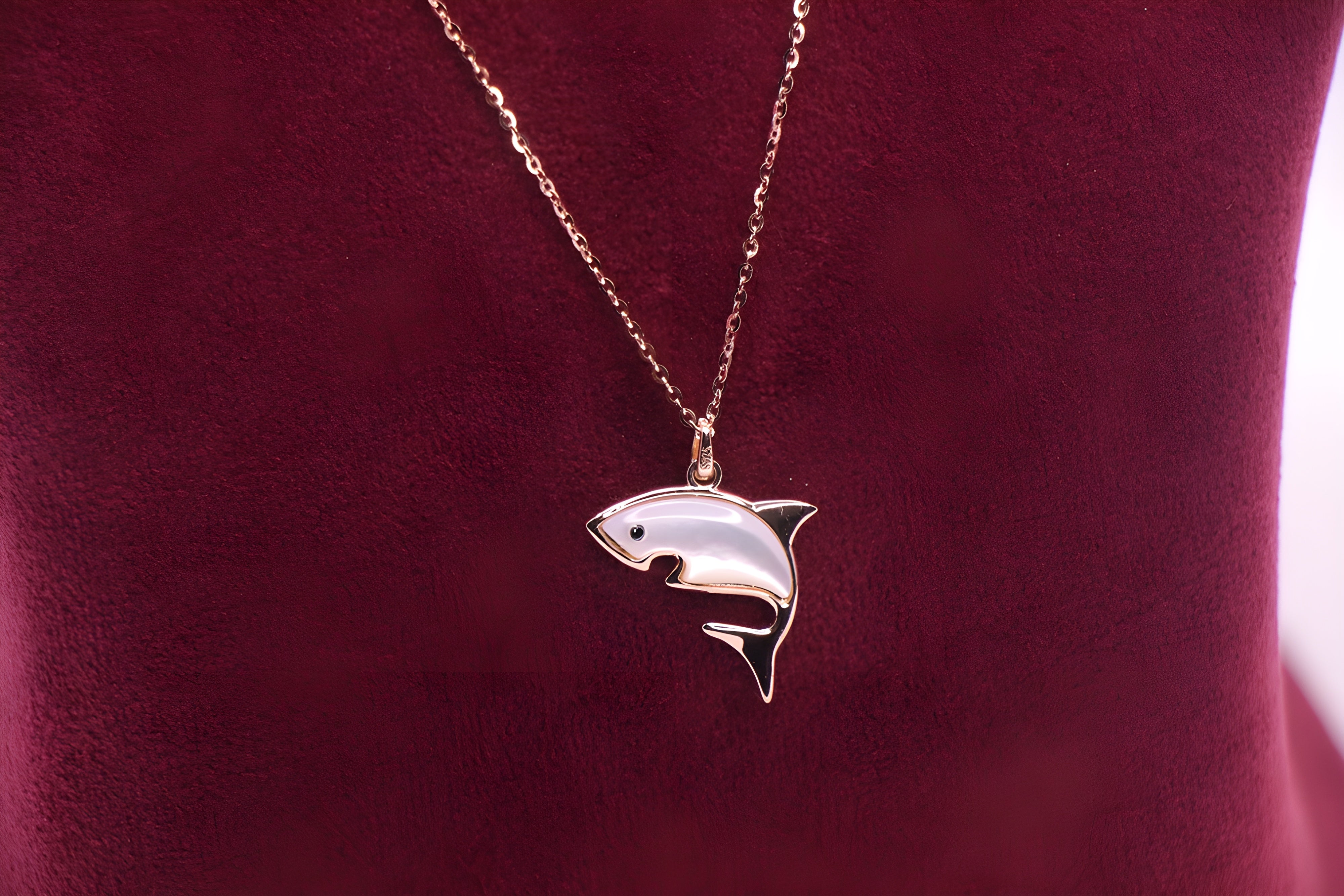Gleaming Shark Sterling Silver Pendant with Swarovski Crystals