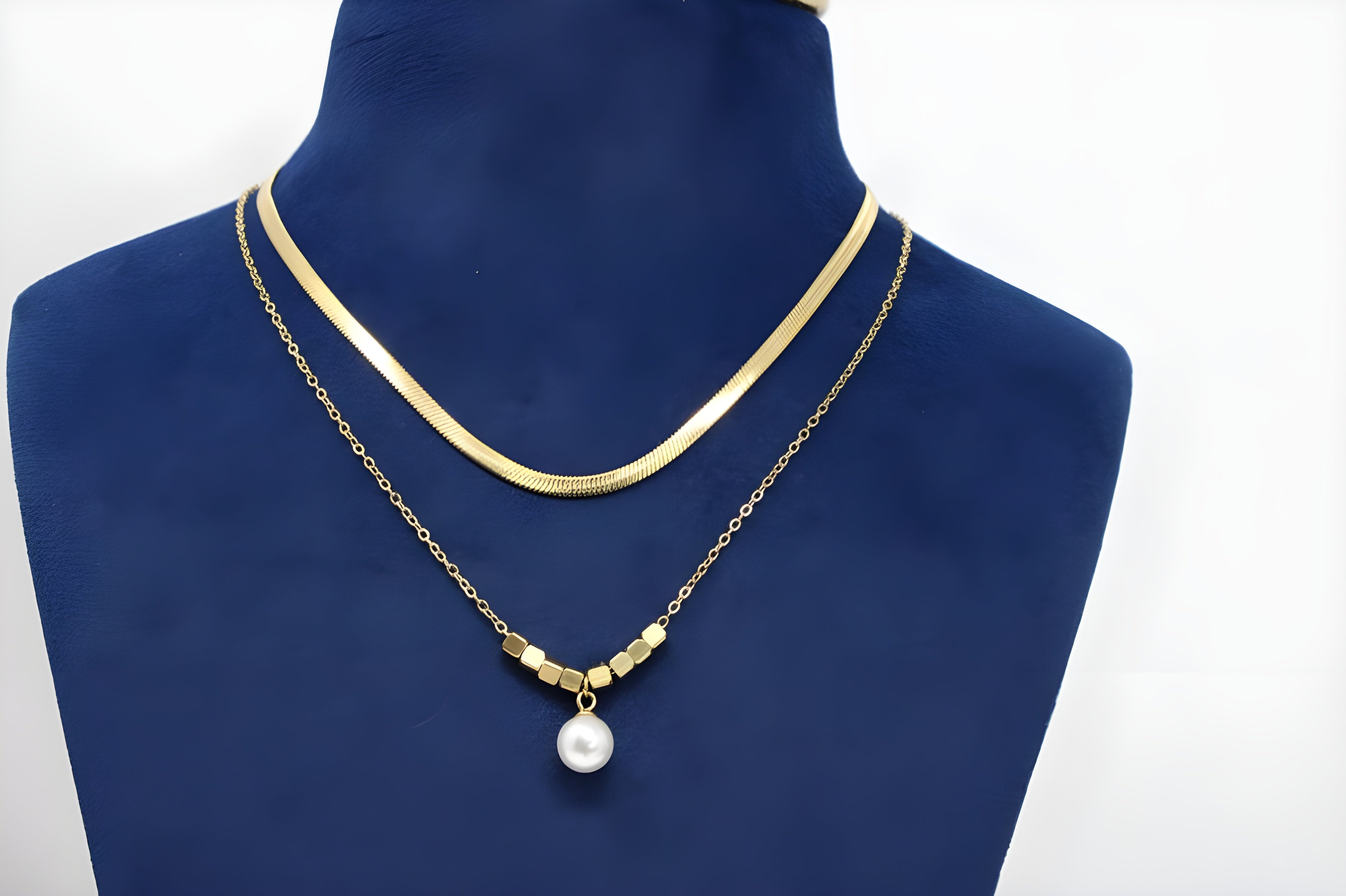 Dual Layer Golden Pearl Necklace