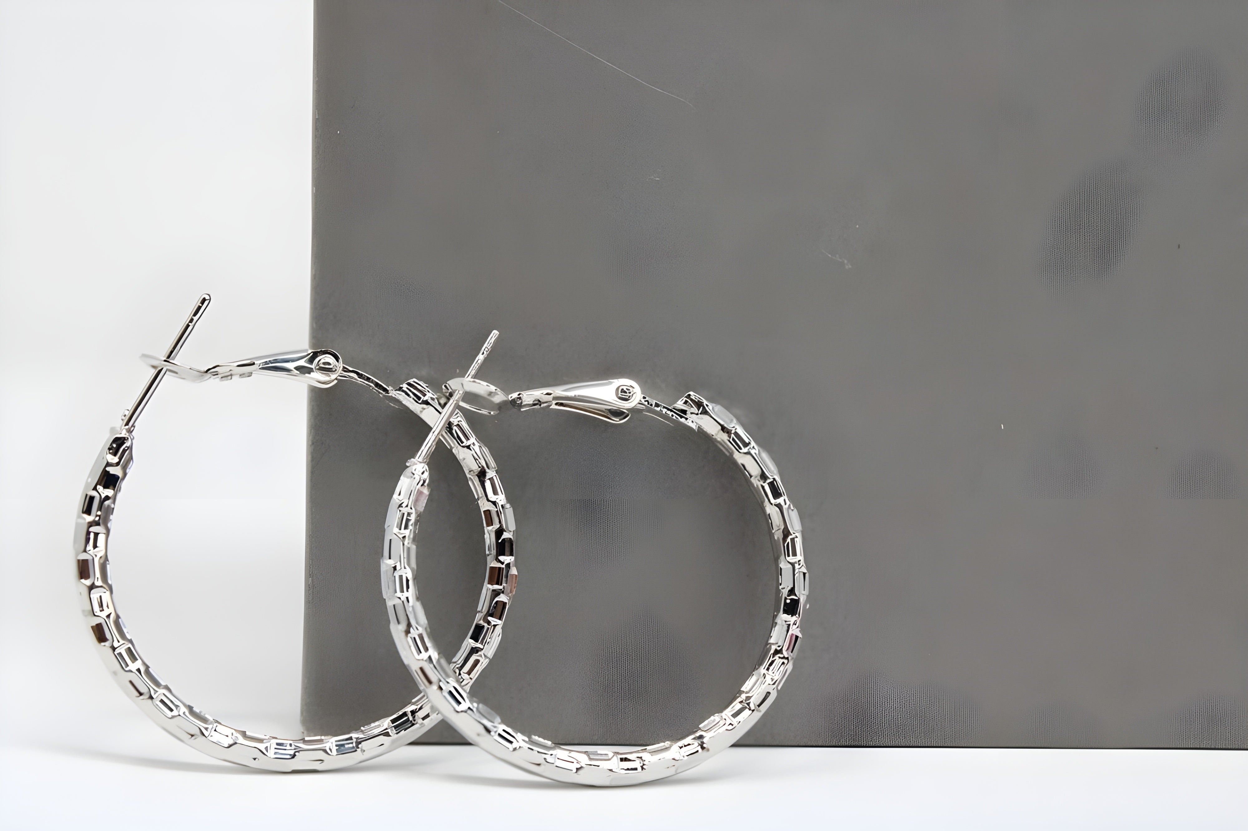 Luxe: Textured Sterling Silver Hoop Earrings