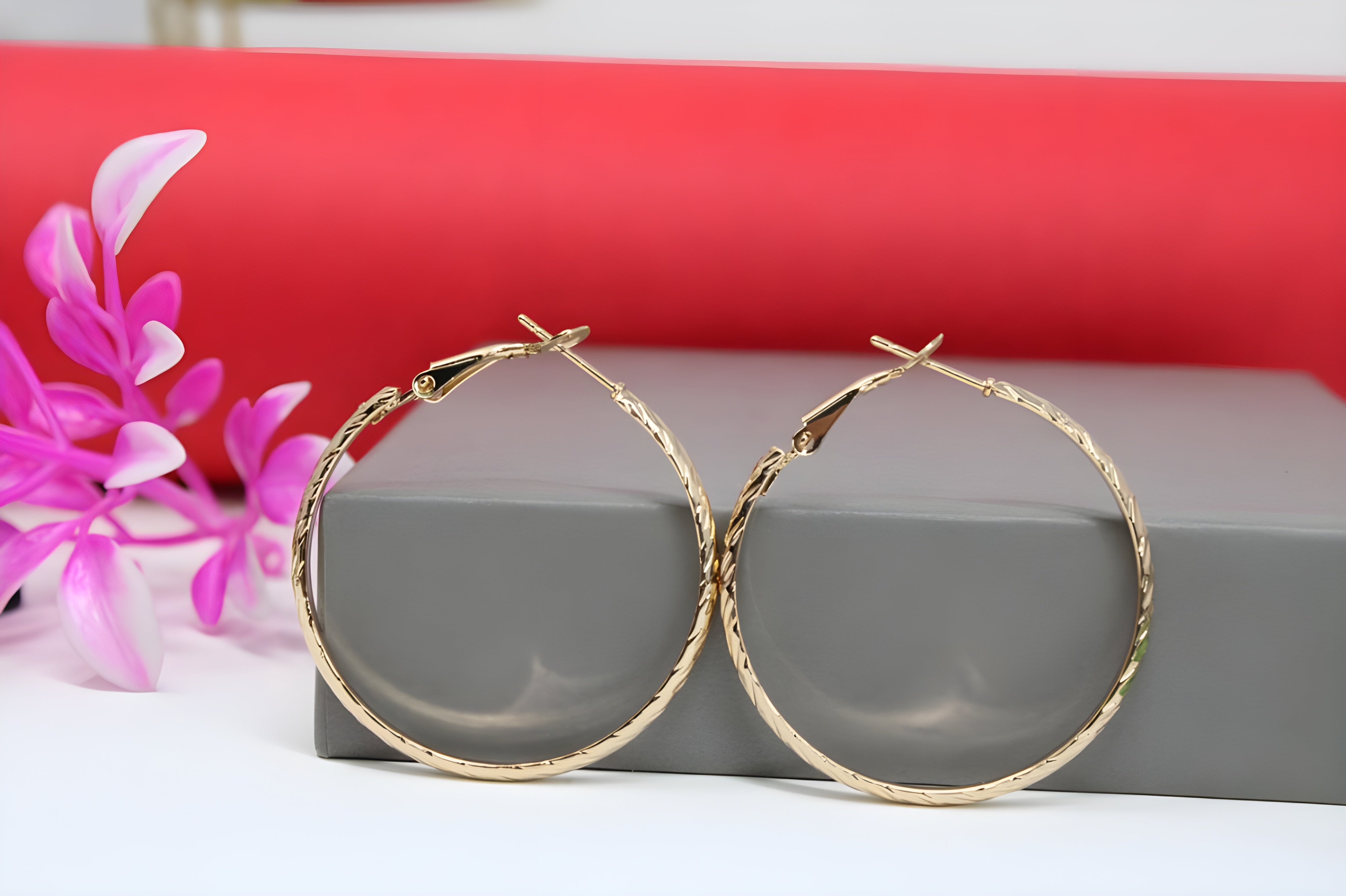 Golden Muse Textured Hoop Earrings