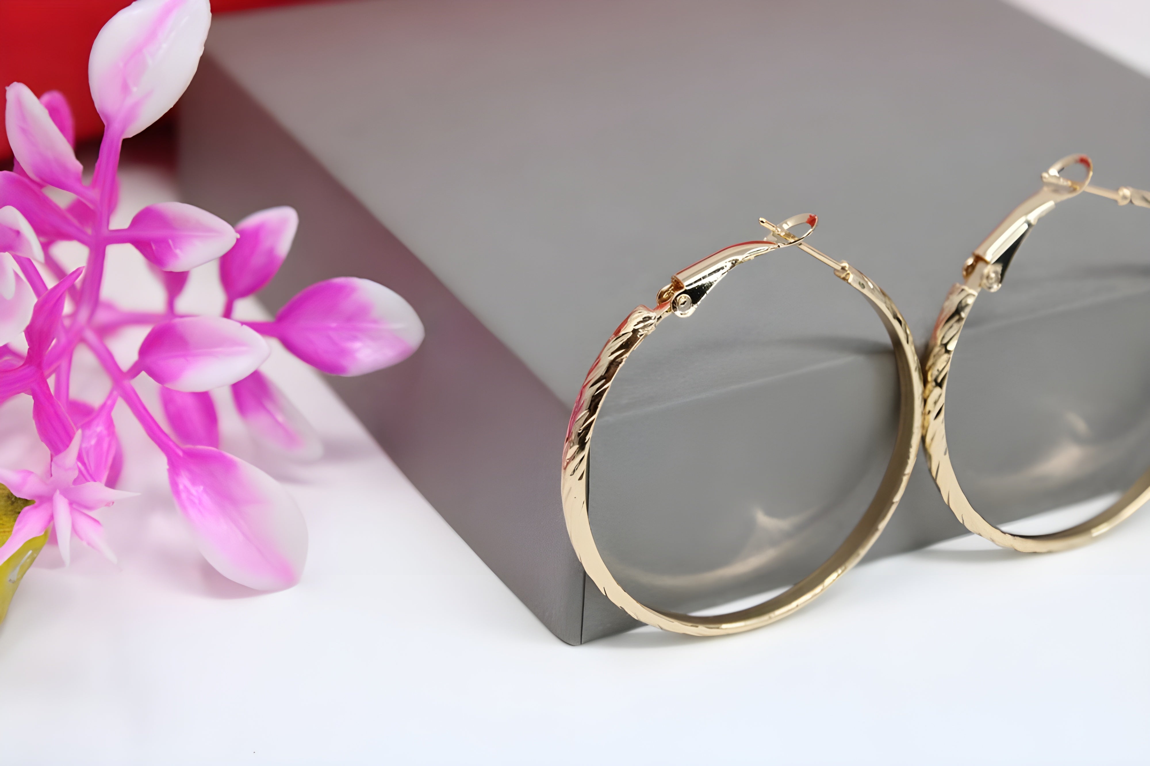 Golden Muse Textured Hoop Earrings