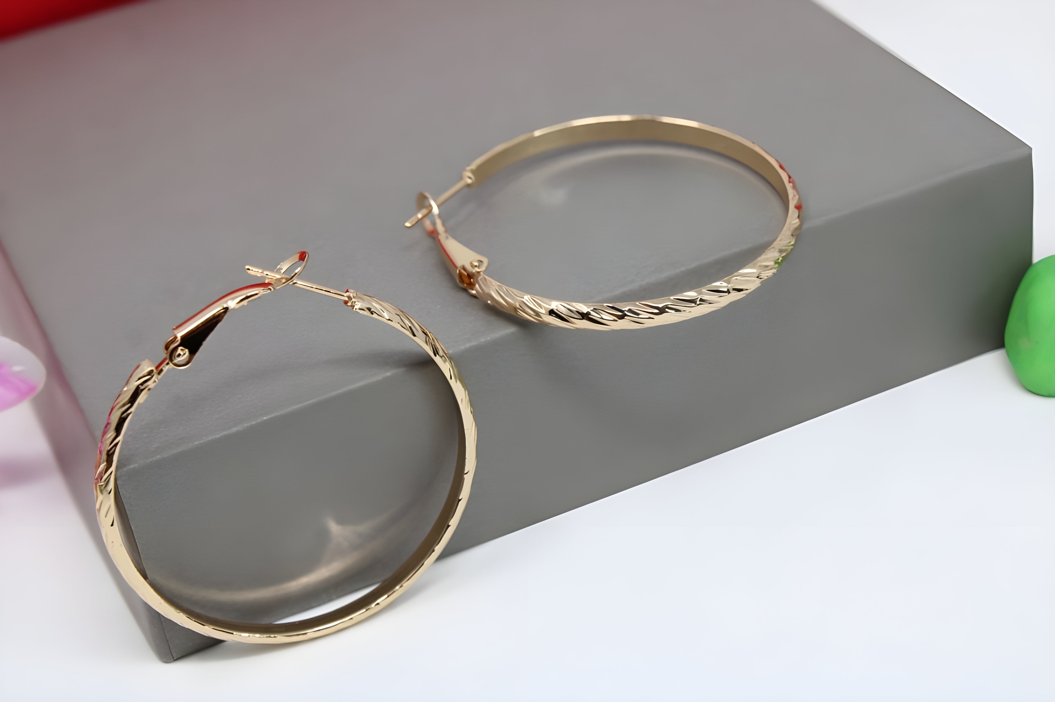 Golden Muse Textured Hoop Earrings