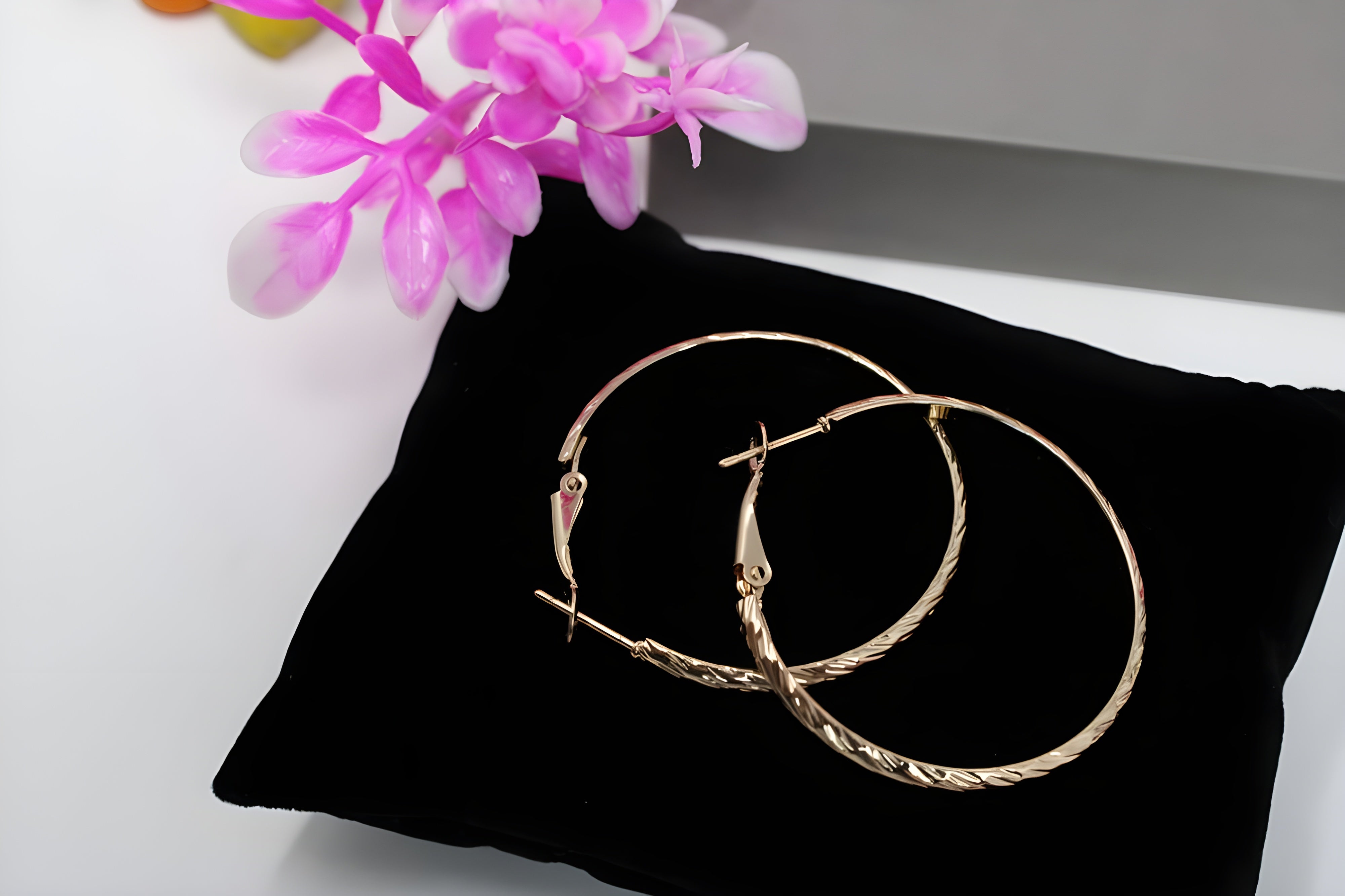 Golden Muse Textured Hoop Earrings