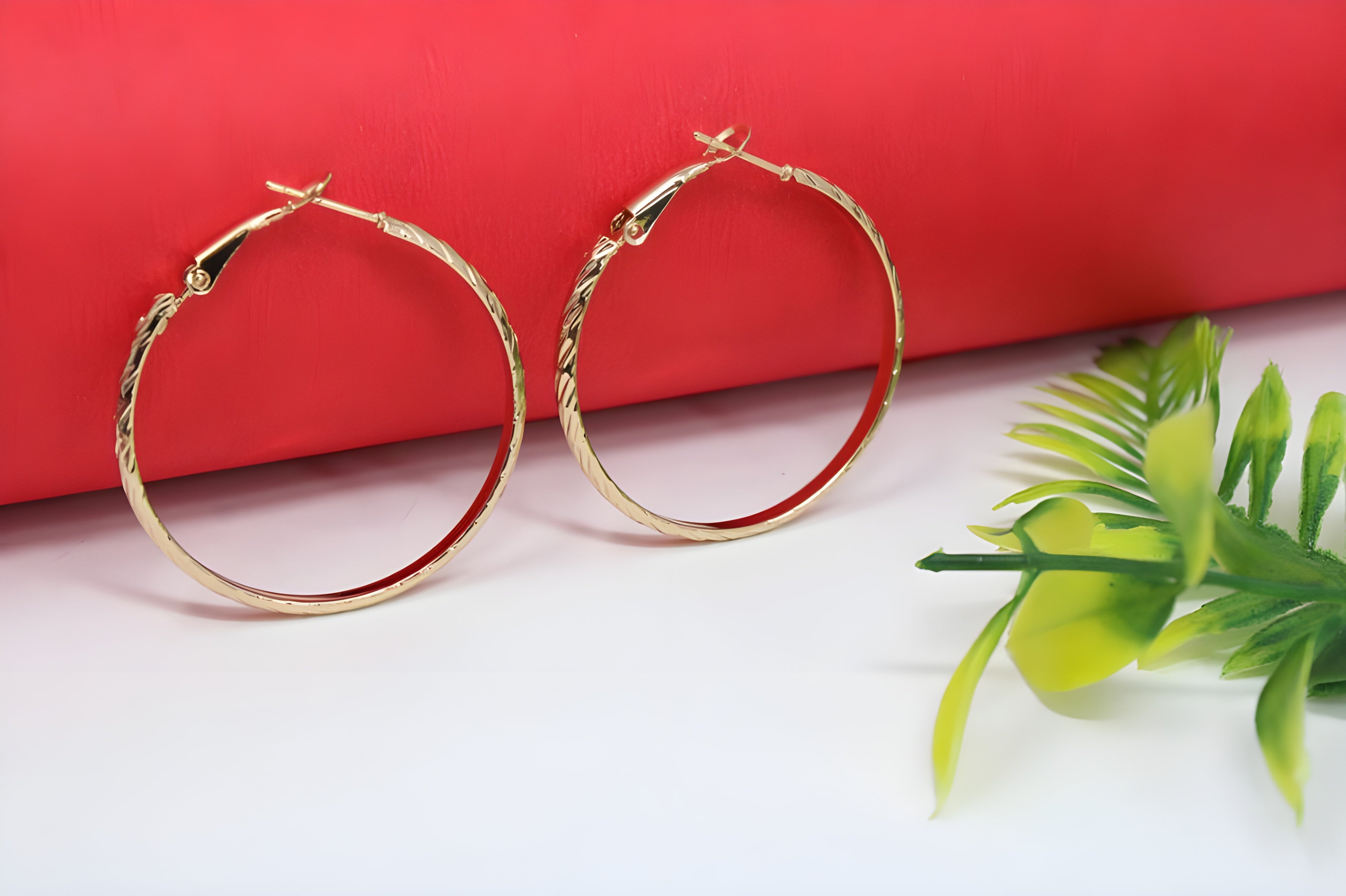 Golden Muse Textured Hoop Earrings