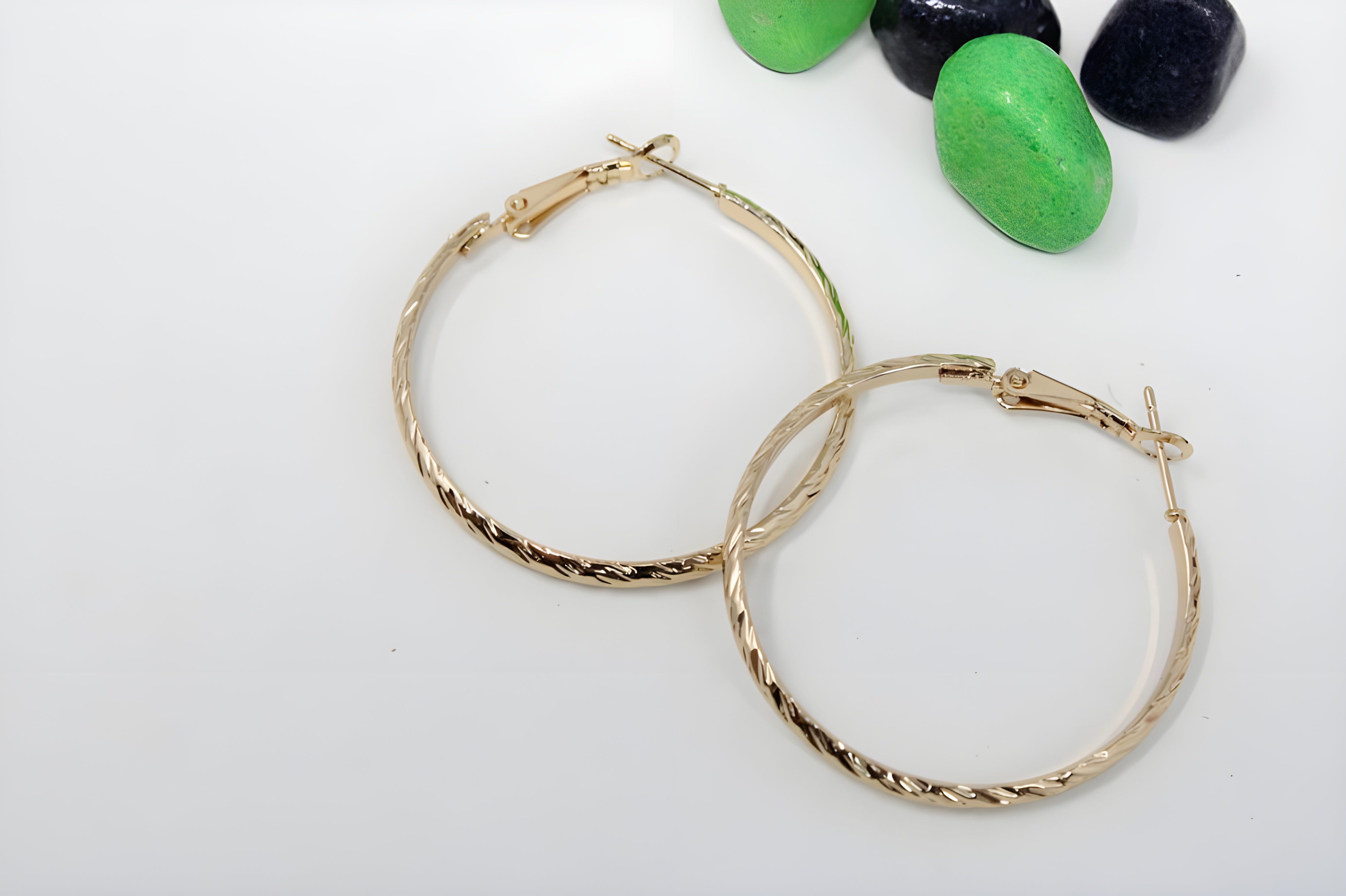 Golden Muse Textured Hoop Earrings