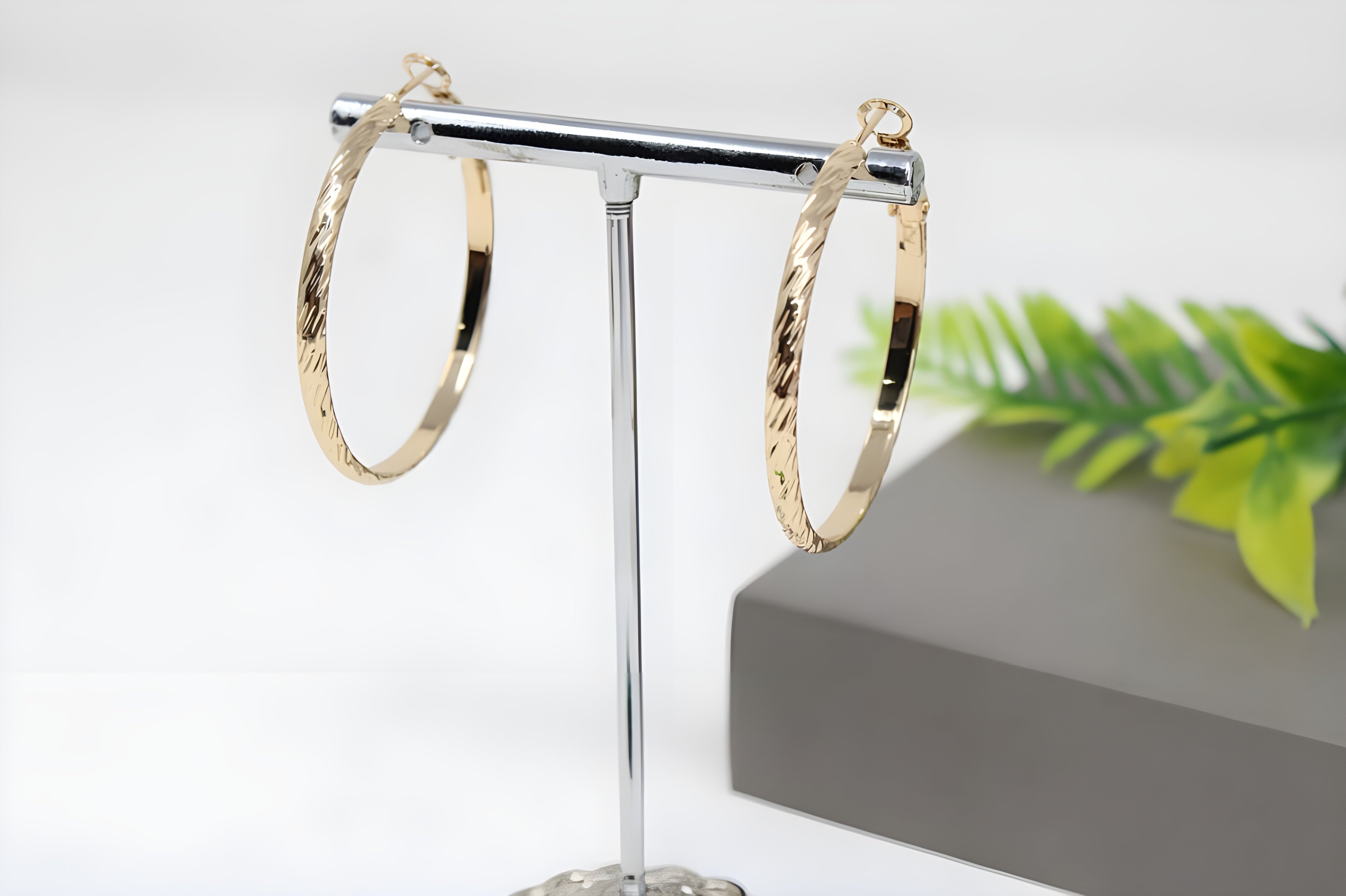 Golden Muse Textured Hoop Earrings