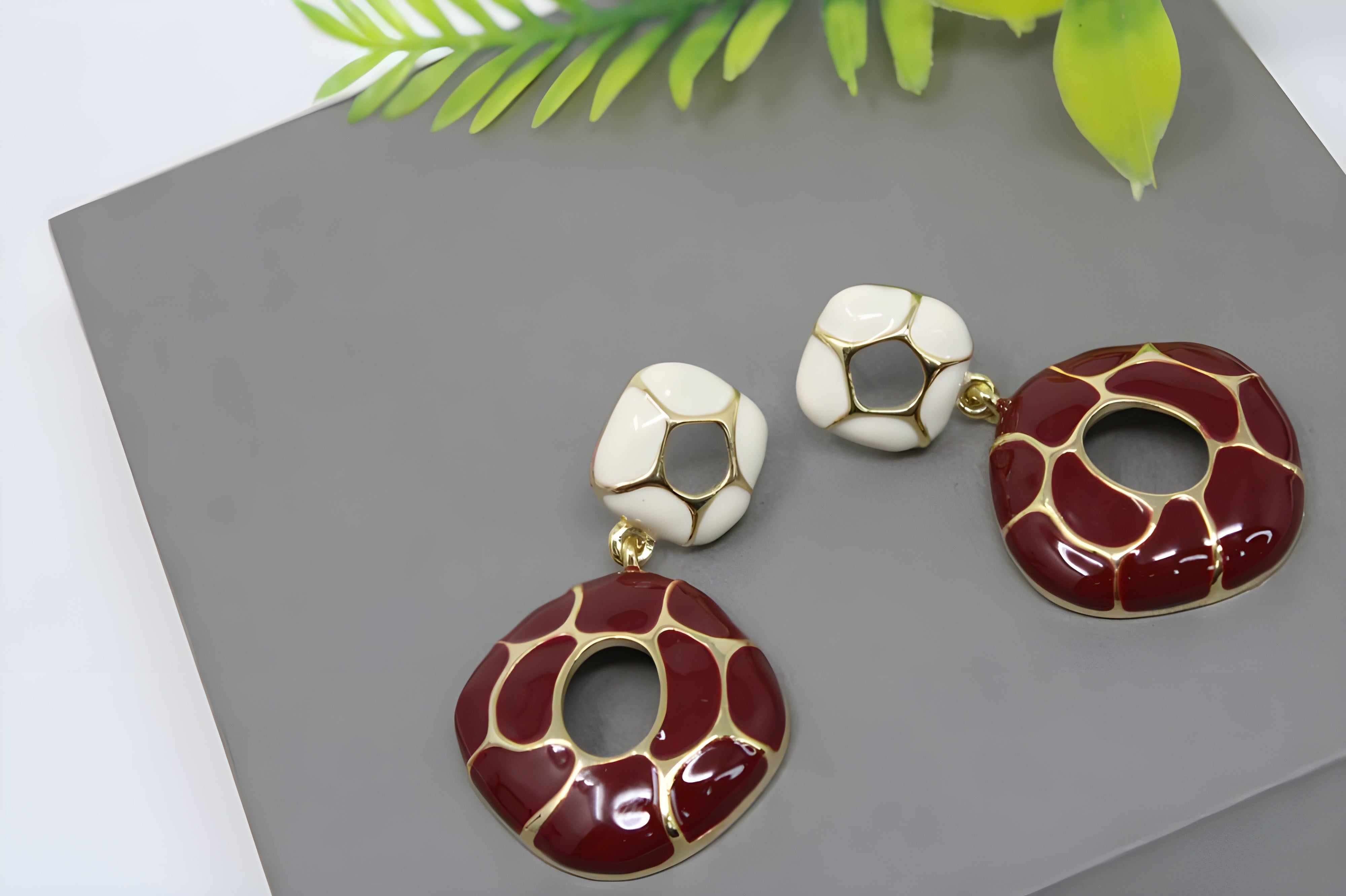 Enchanted Crimson Cream Drop Earrings