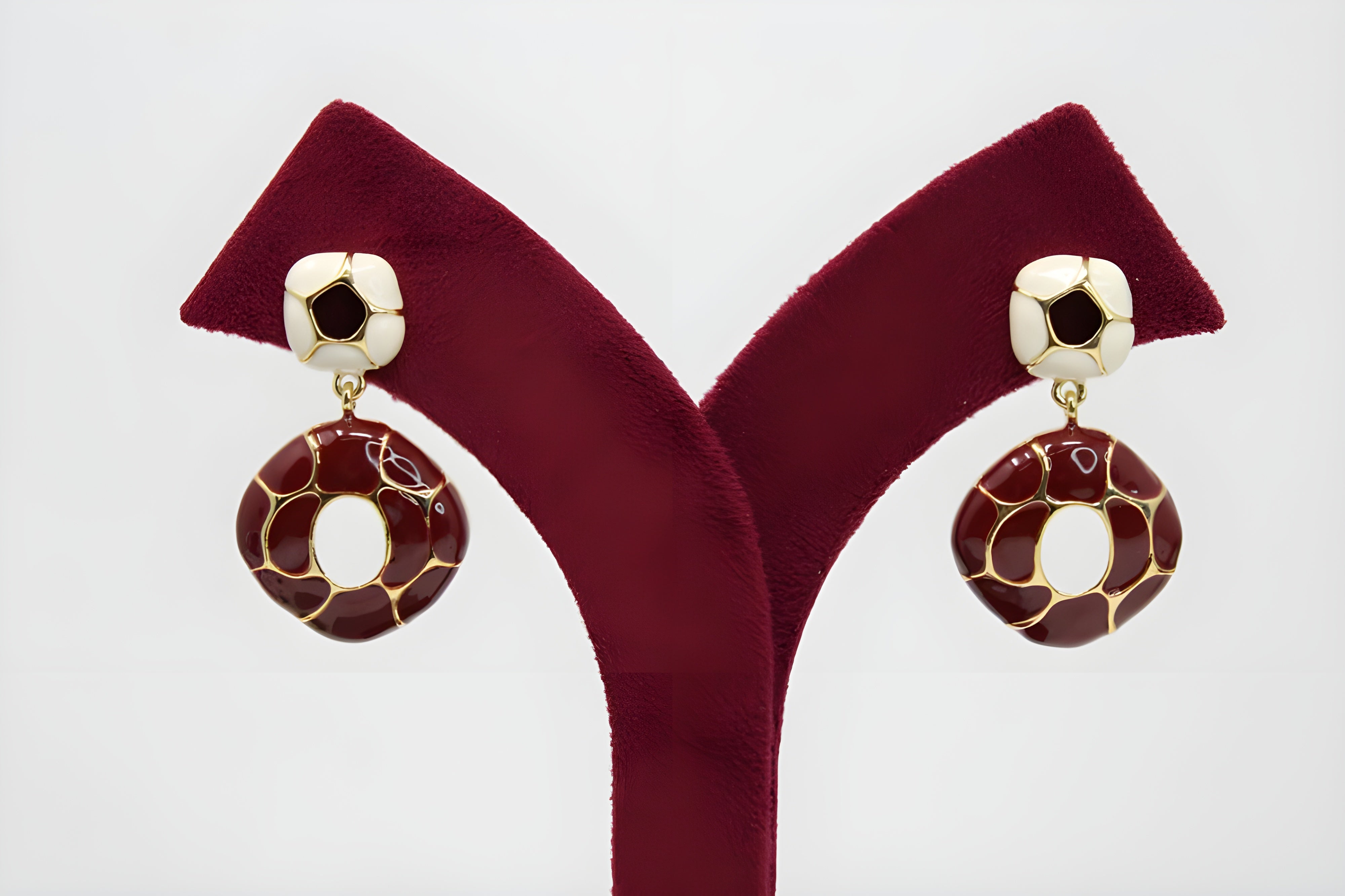 Enchanted Crimson Cream Drop Earrings