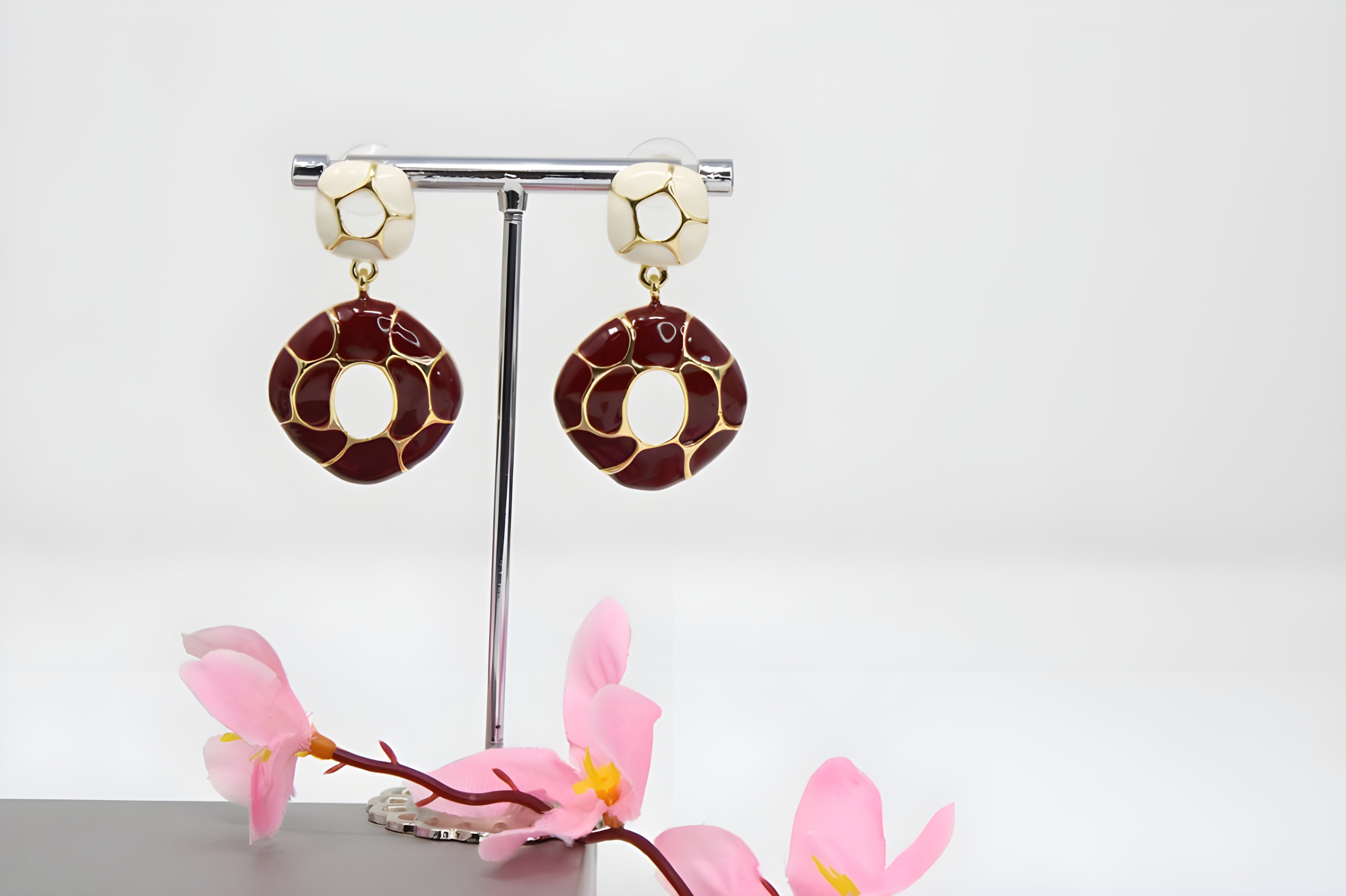 Enchanted Crimson Cream Drop Earrings