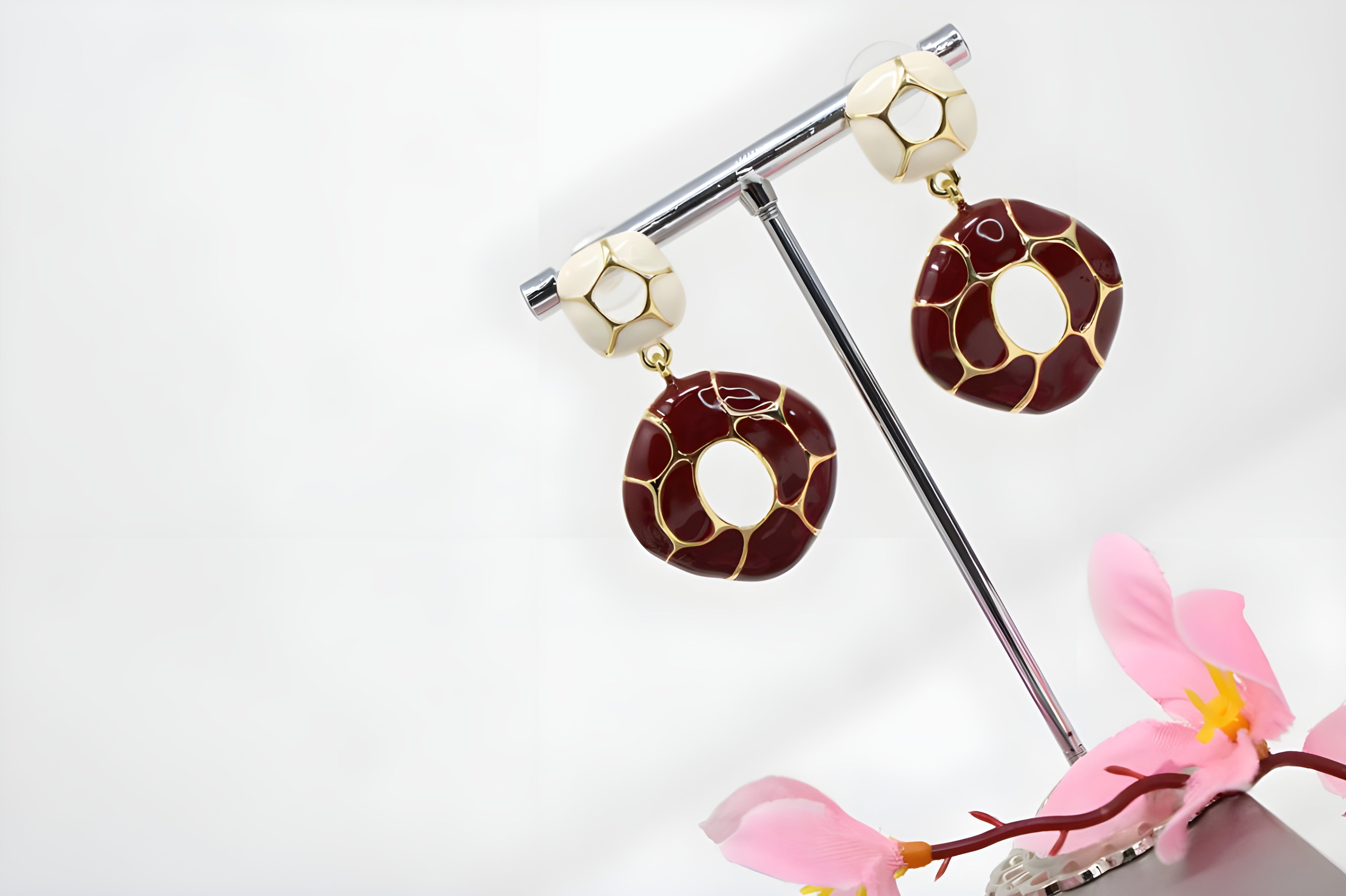 Enchanted Crimson Cream Drop Earrings