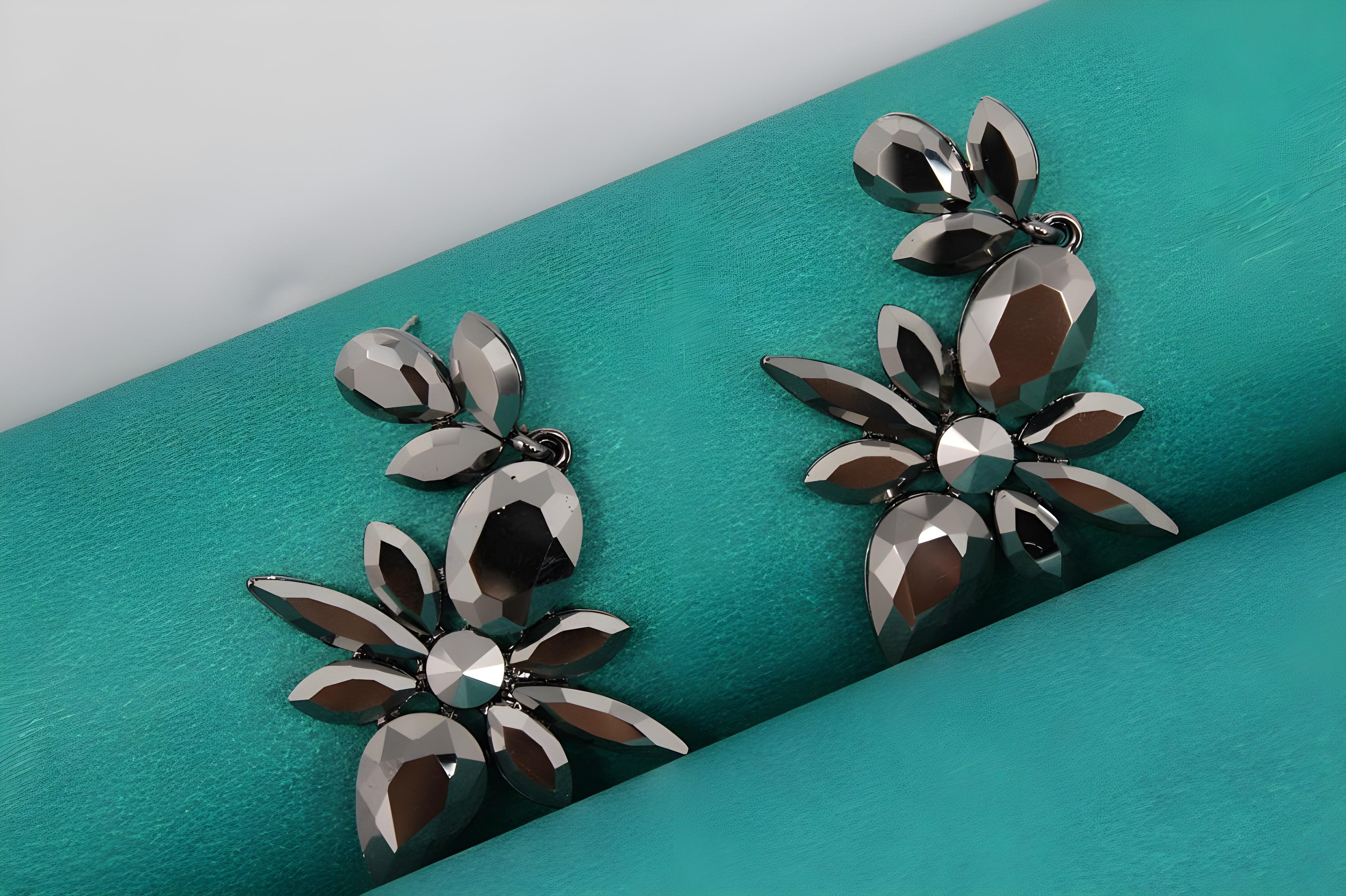 Midnight Glamour: Luxury Black Diamond Starburst Stud Earrings