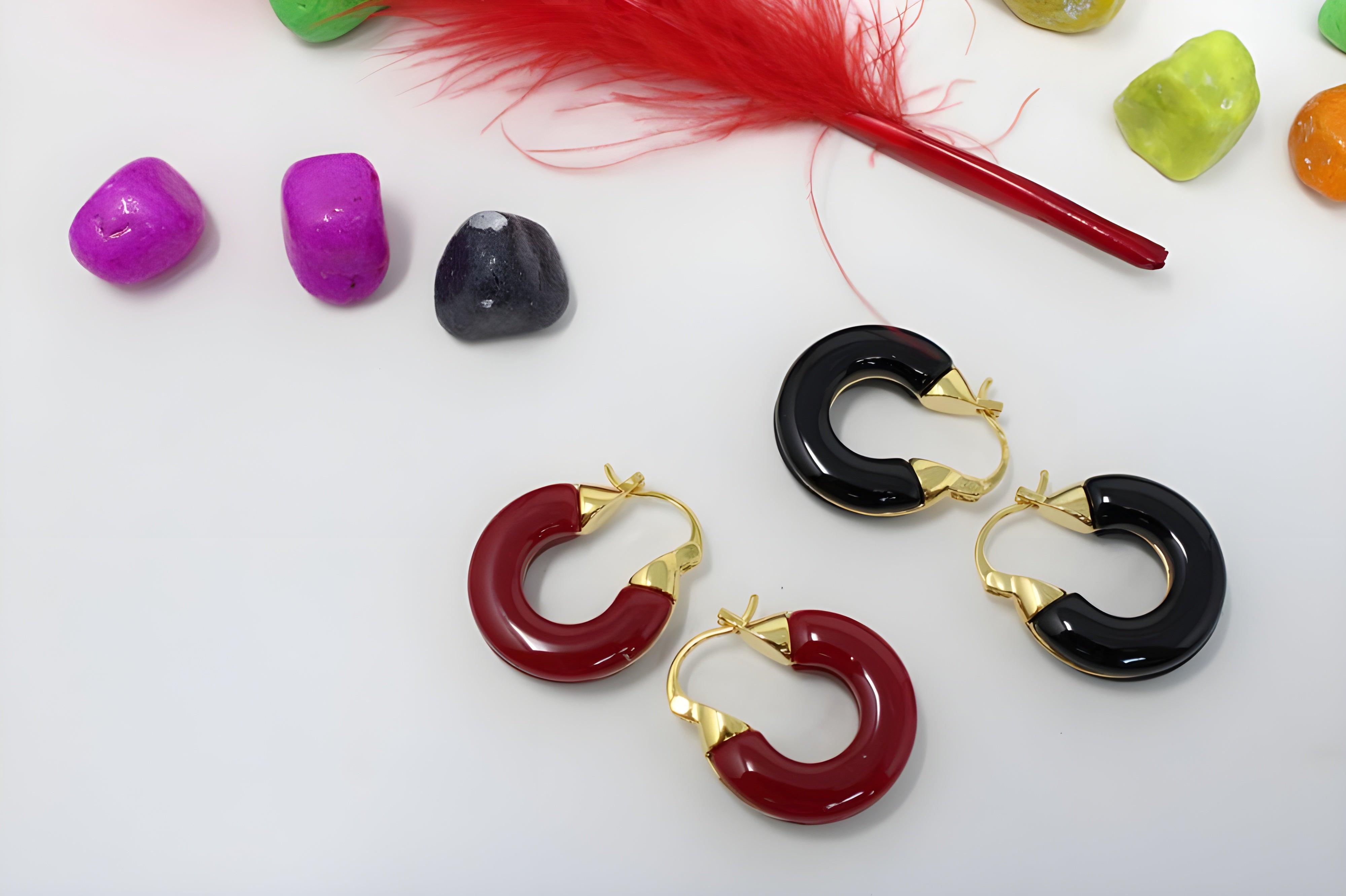 Elegant Enamel Hoop Earrings