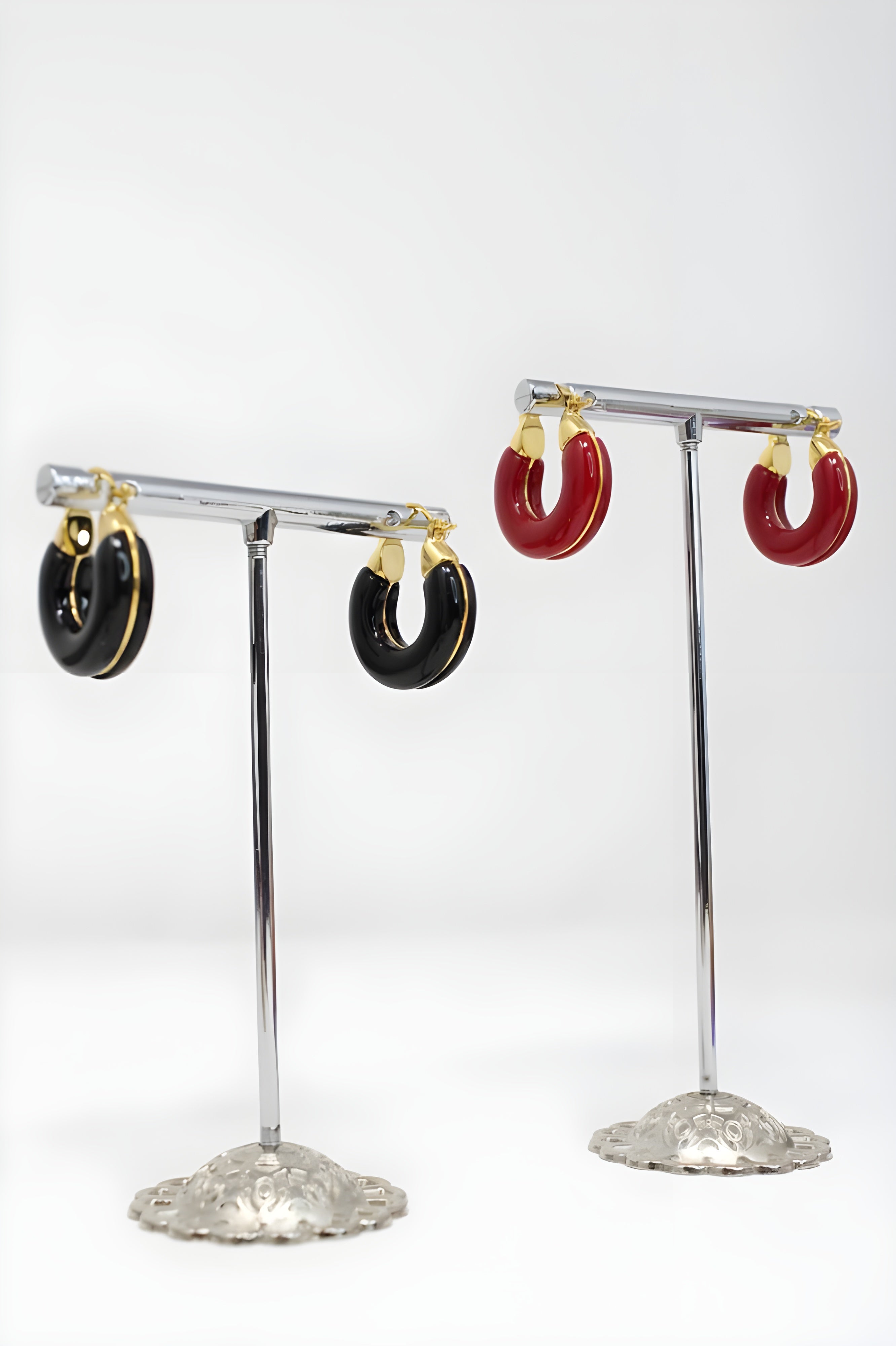 Elegant Enamel Hoop Earrings