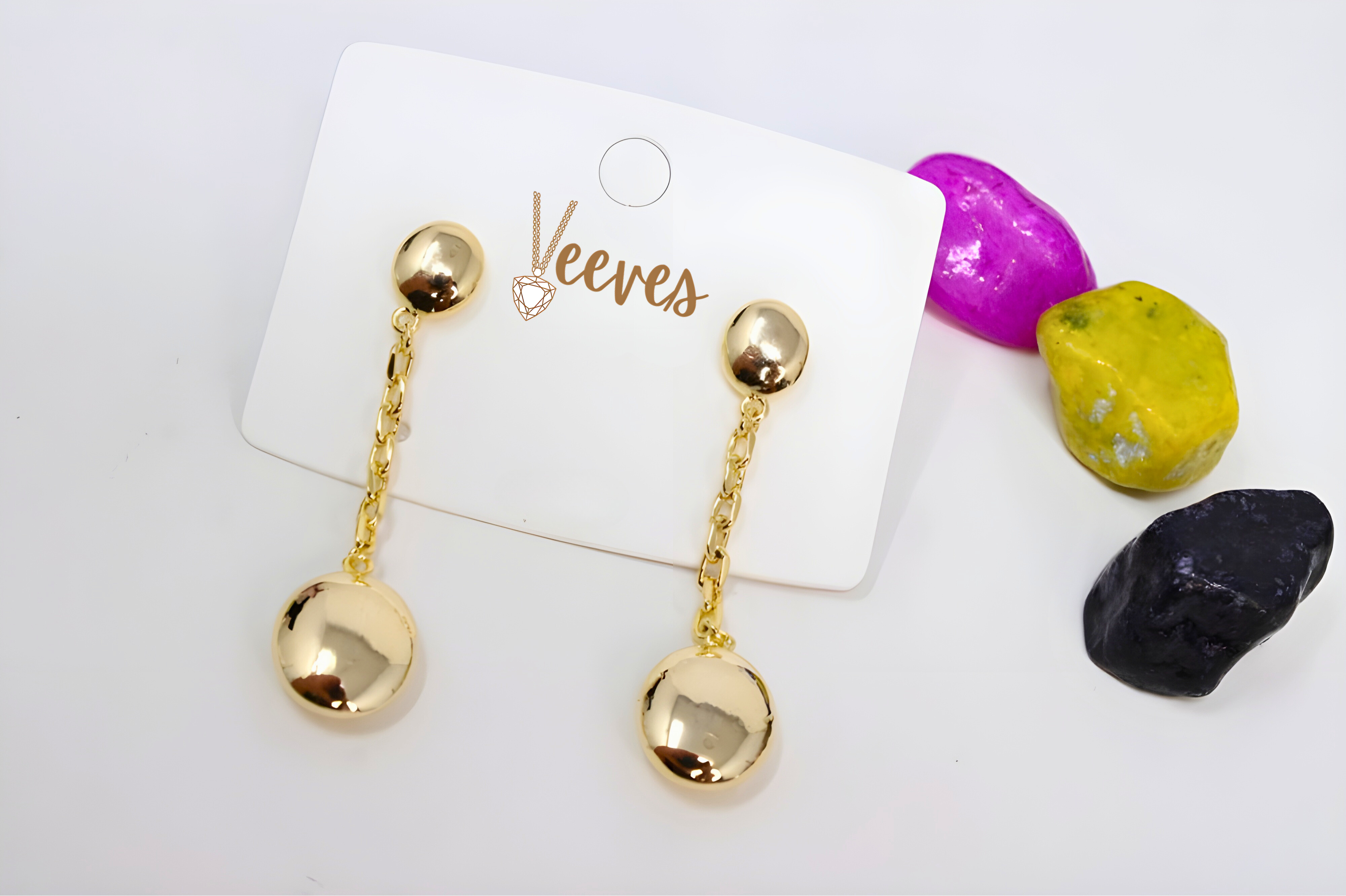 Radiant Golden Cascade Earrings - Elegant Drops with Bead Accents