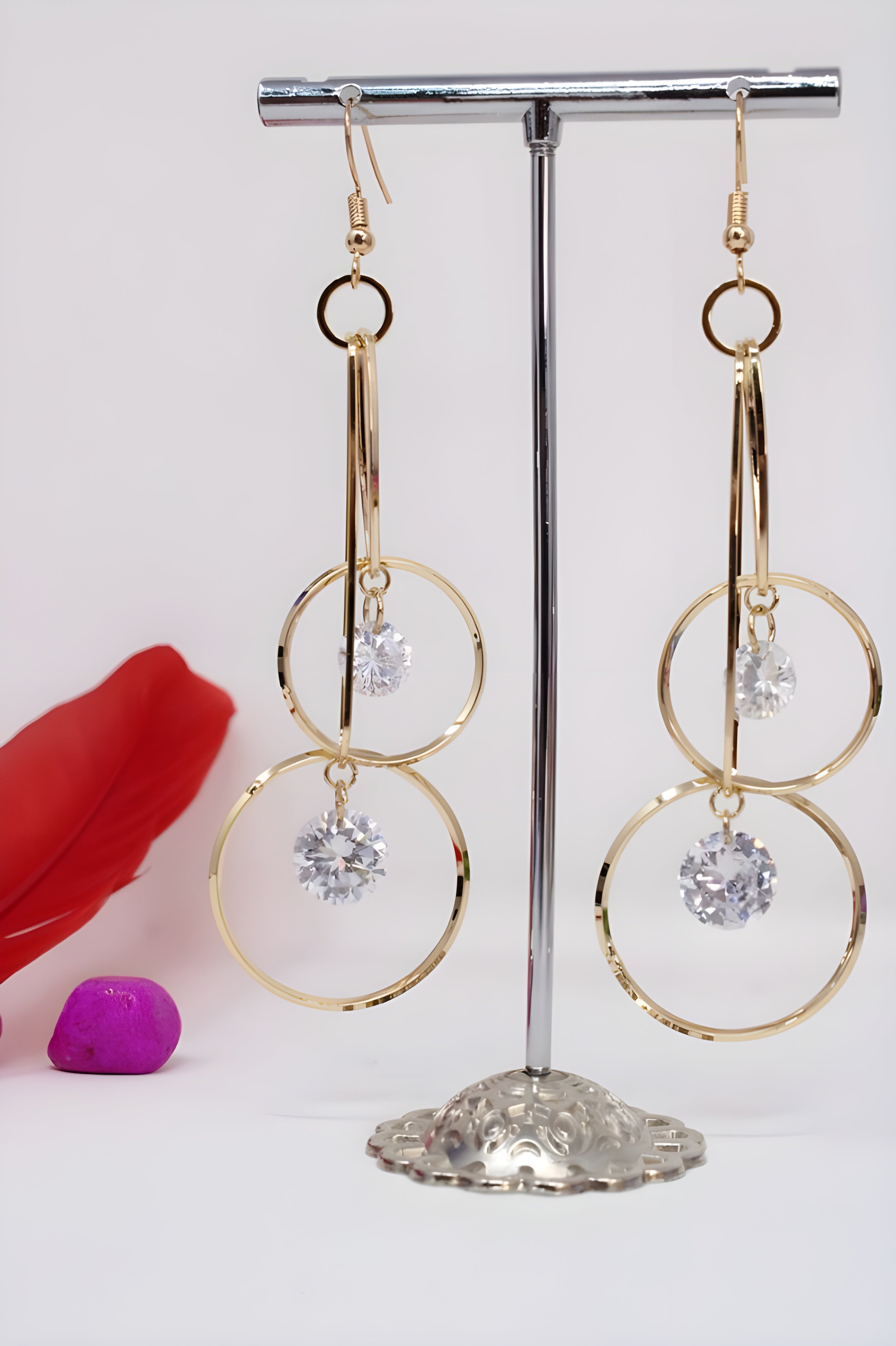 Golden Glamour Diamond-Cut Teardrop Earrings