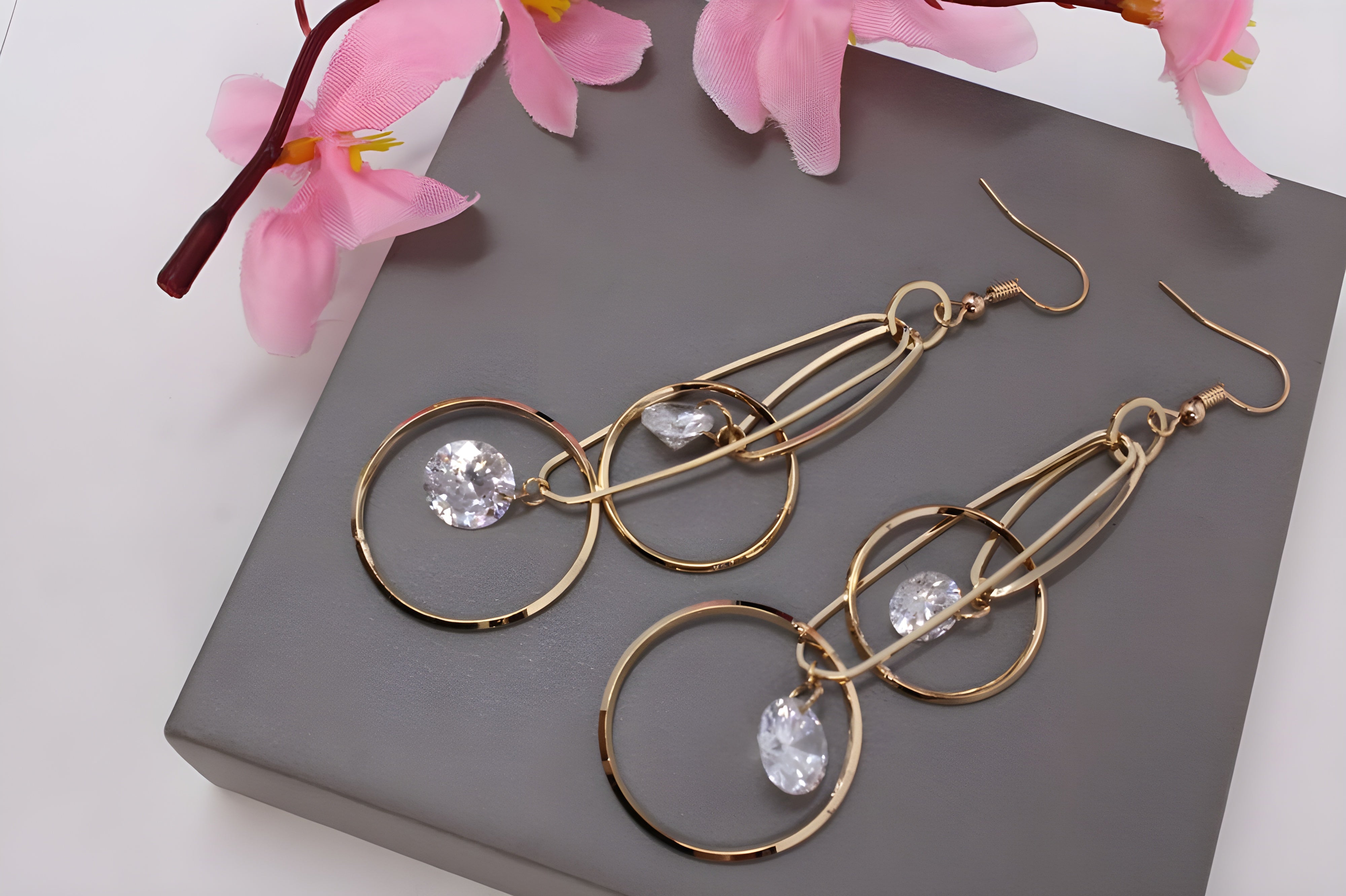 Golden Glamour Diamond-Cut Teardrop Earrings