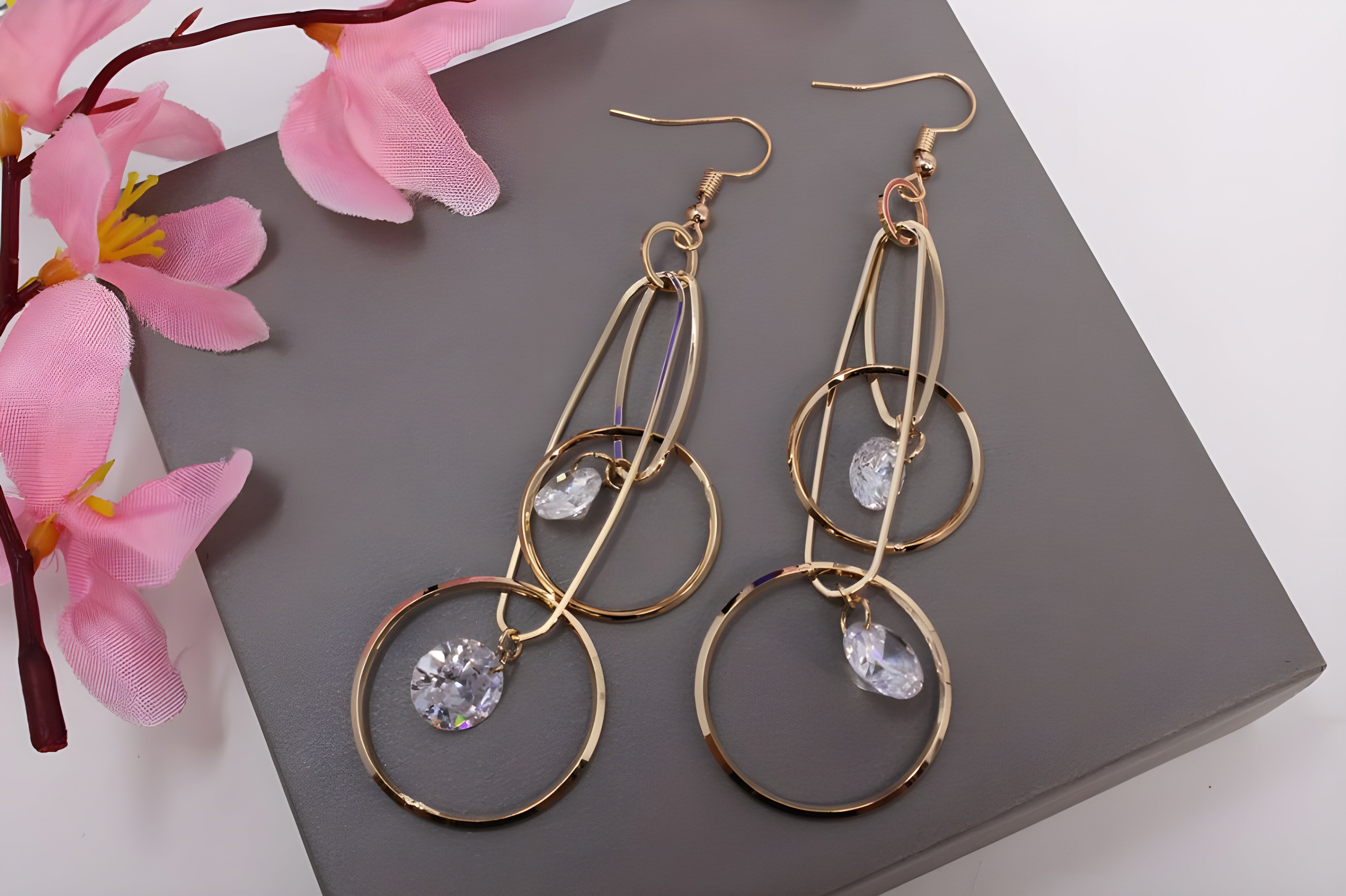 Golden Glamour Diamond-Cut Teardrop Earrings