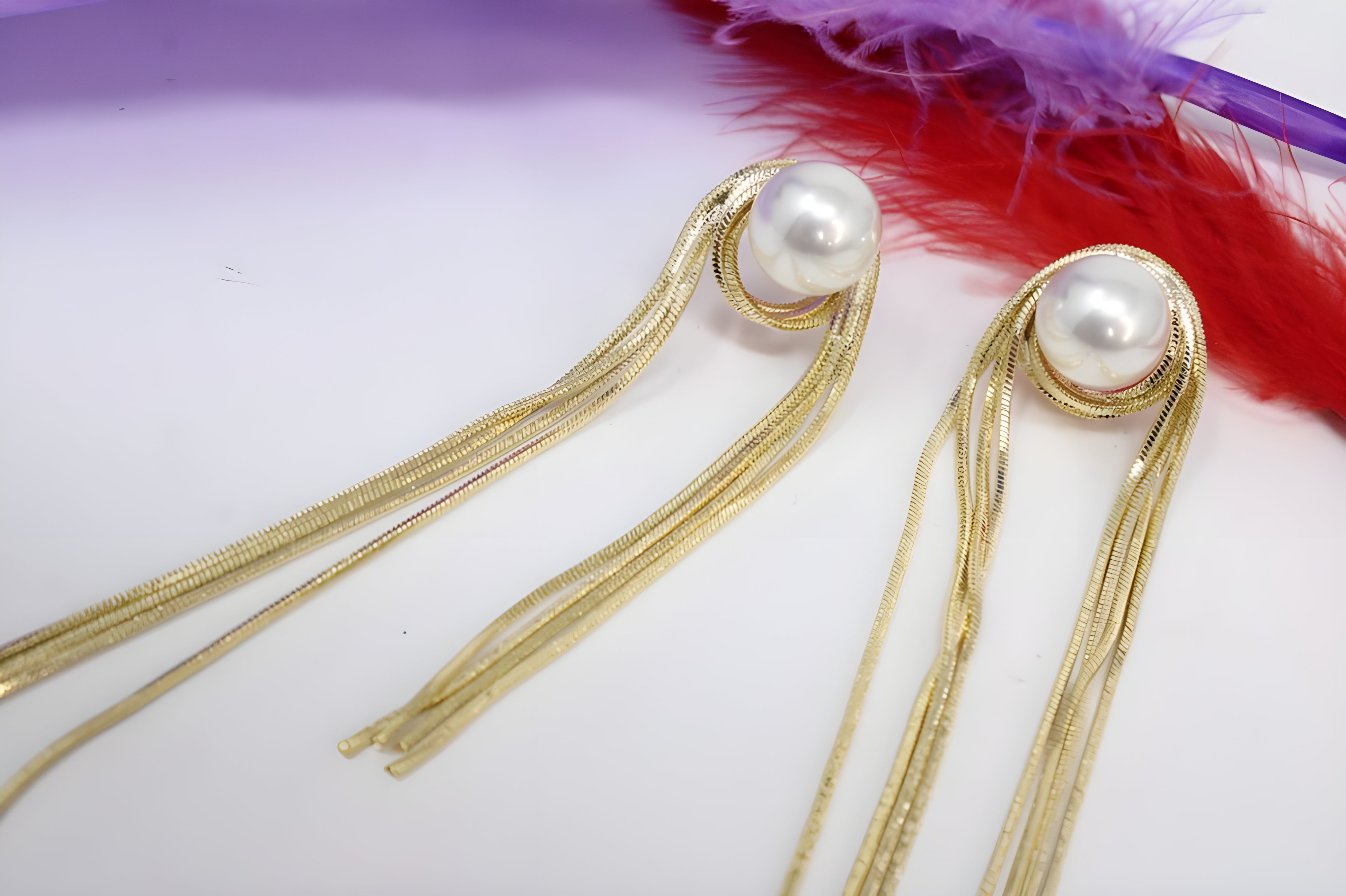 Golden Elegance Vermeil Pearl Tassel Earrings