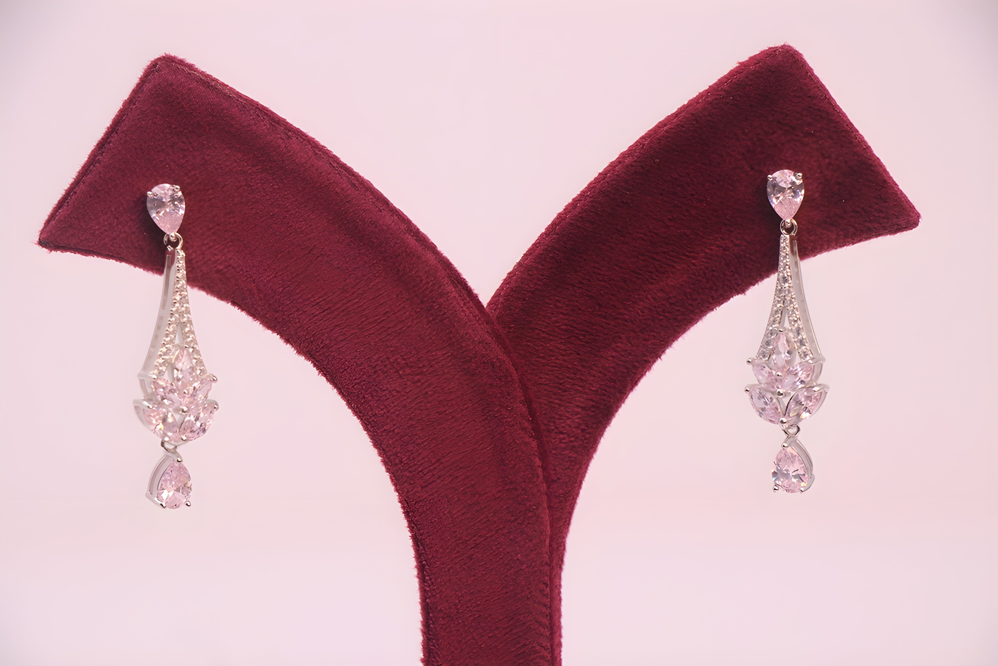 Golden Gleam Sterling Silver Earrings with Pretty Pink crystals