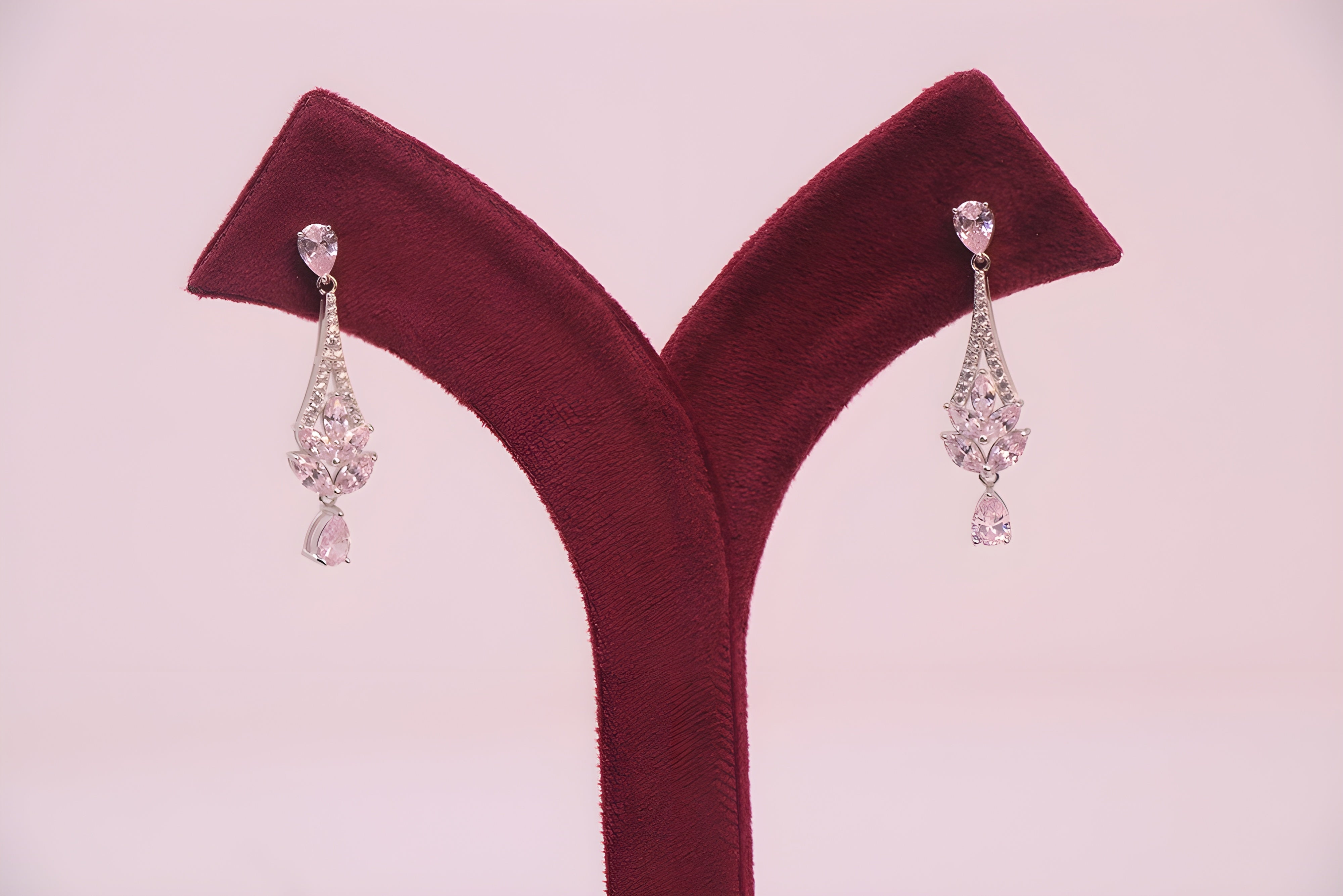 Golden Gleam Sterling Silver Earrings with Pretty Pink crystals