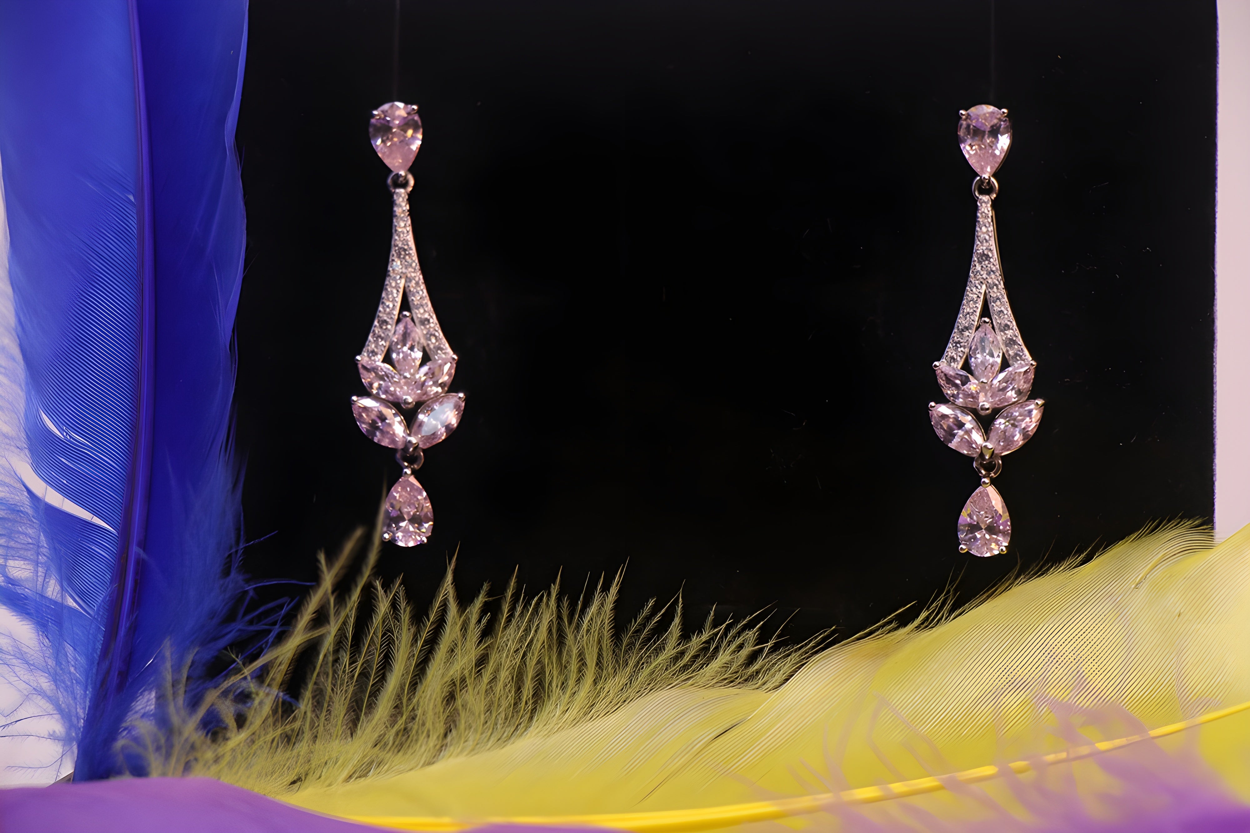 Golden Gleam Sterling Silver Earrings with Pretty Pink crystals