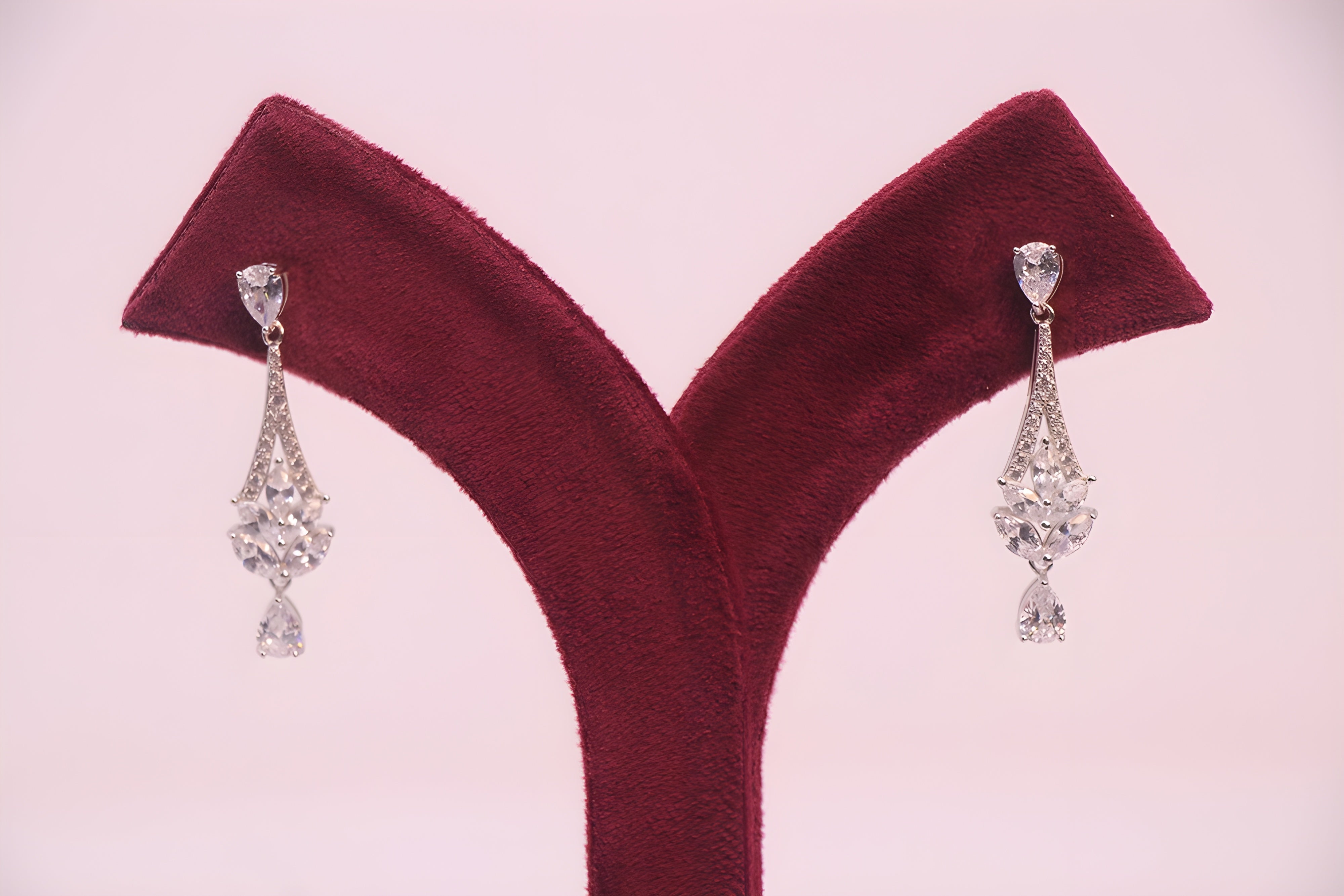 Golden Gleam Sterling Silver Earrings with Pretty Pink crystals