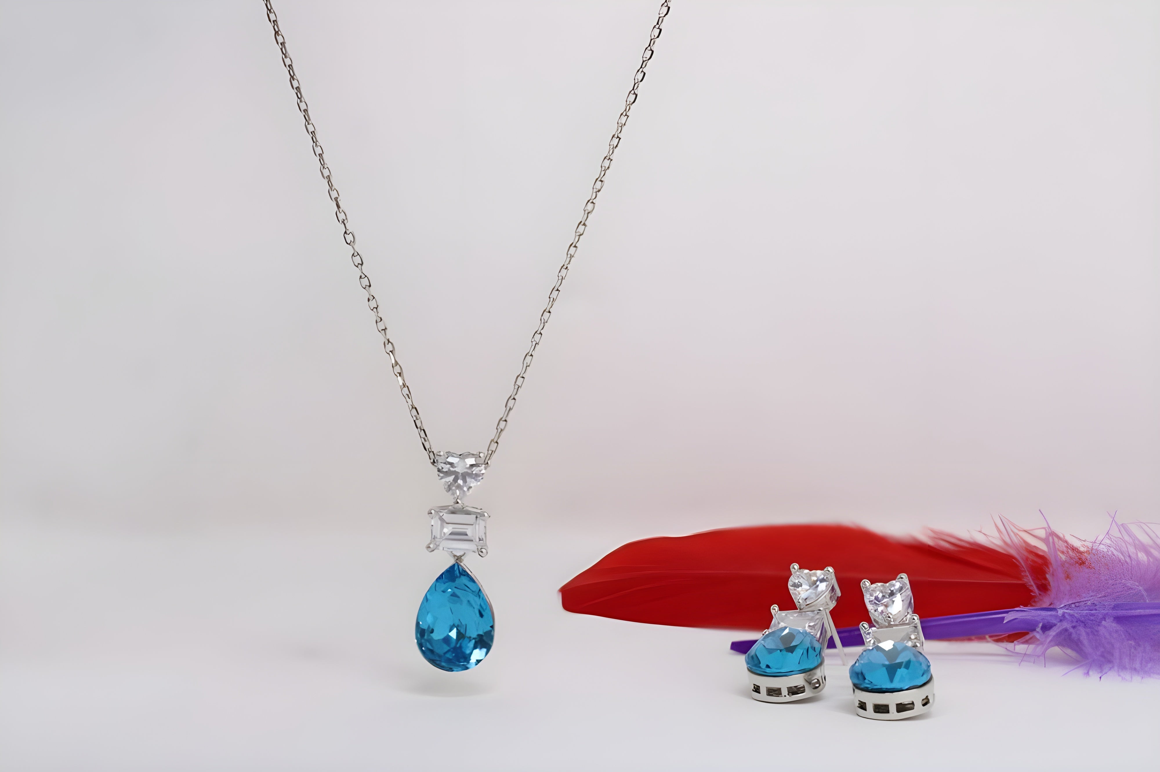 Ocean Elegance Blue Crystal Pendant Set