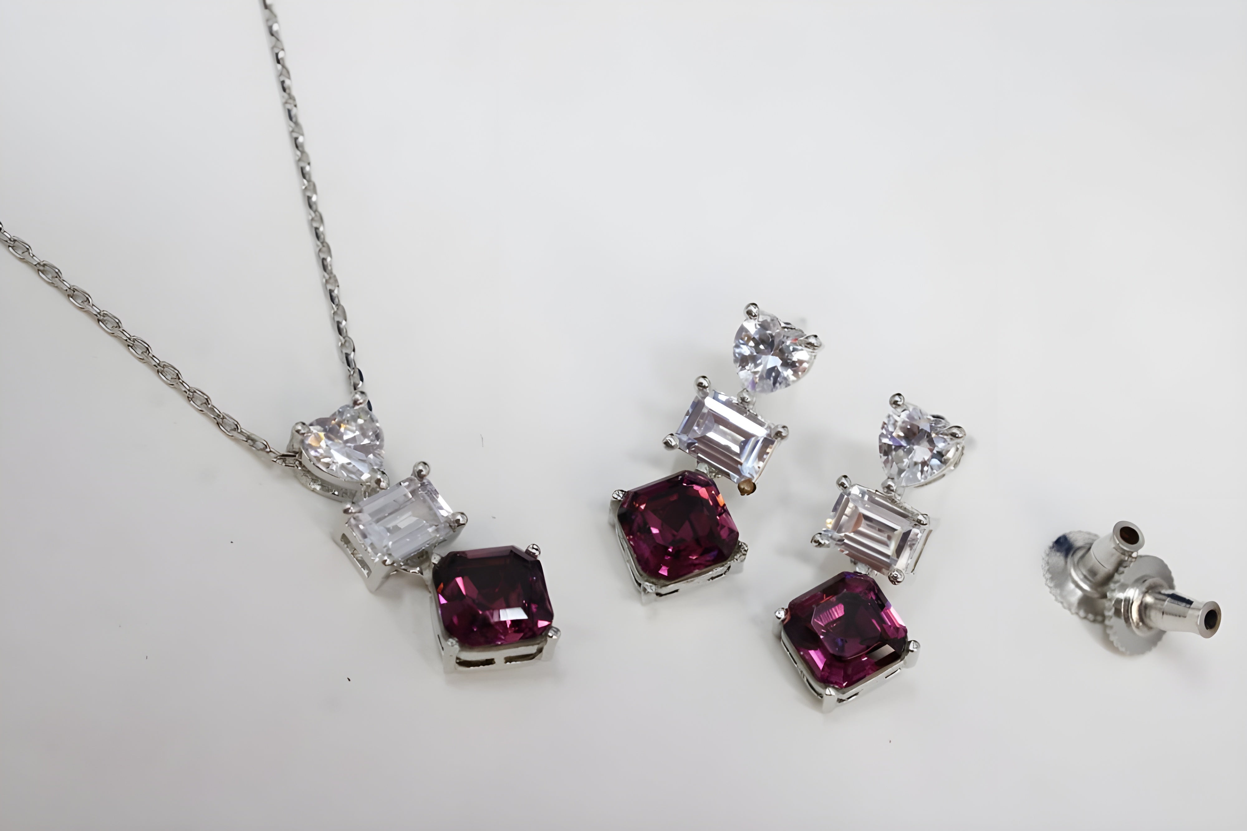 Royal Elegance Square Crystal Pendant Set