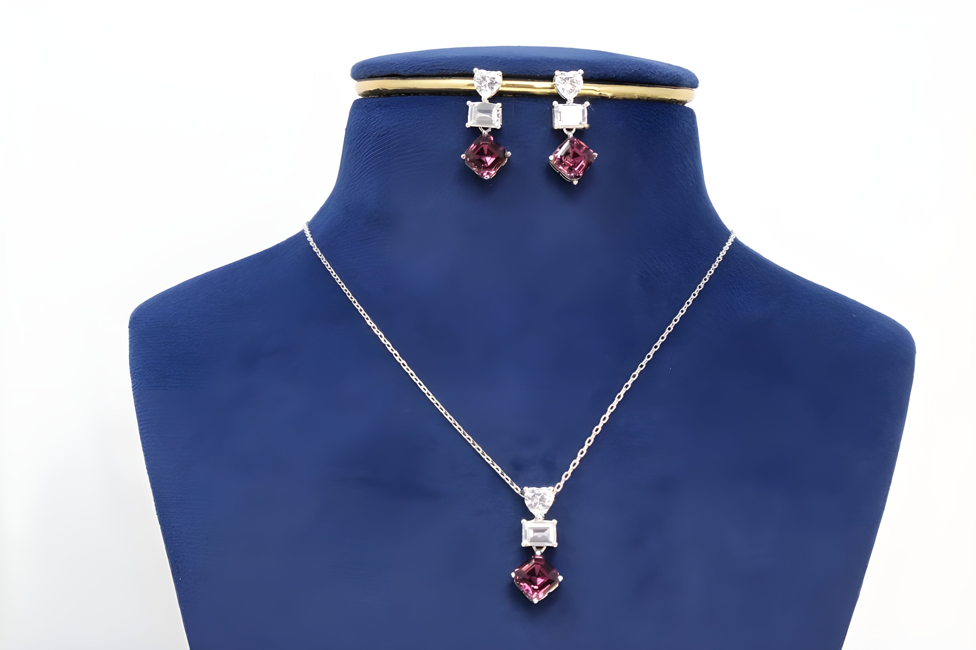 Royal Elegance Square Crystal Pendant Set