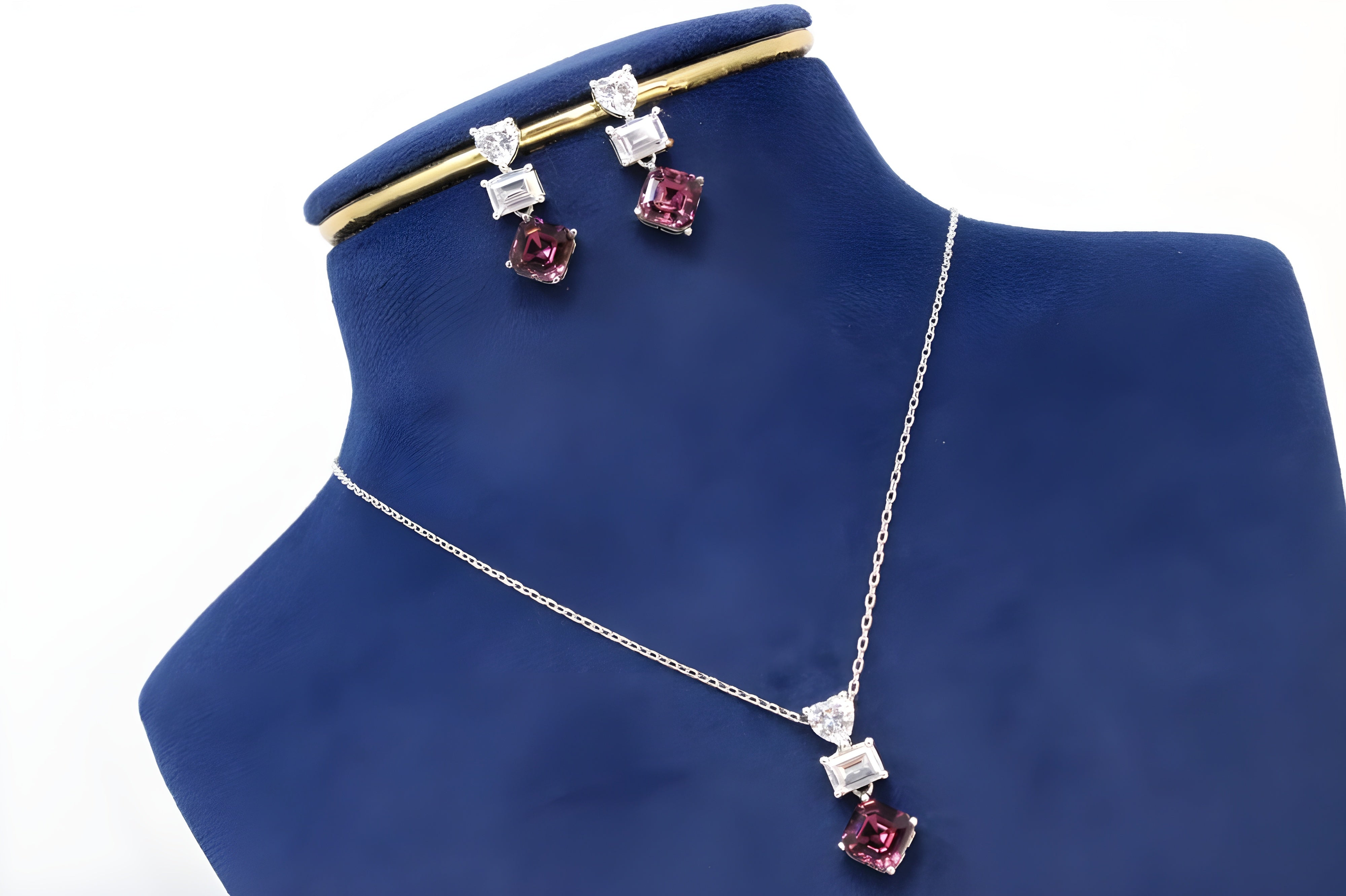 Royal Elegance Square Crystal Pendant Set